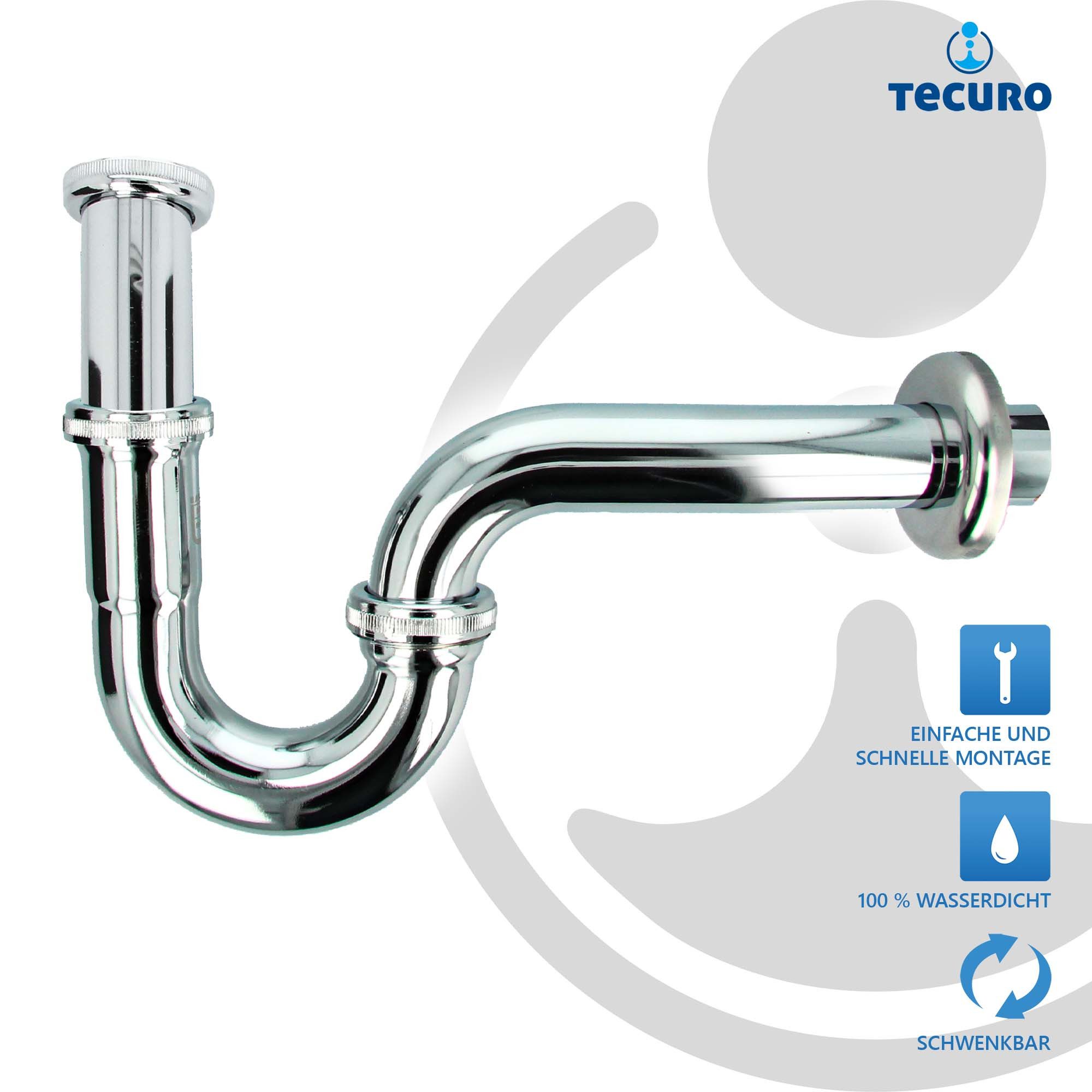 tecuro Siphon EDELSTAHL Röhrengeruchsverschluss Siphon für Waschbecken – Bild 3 von 5