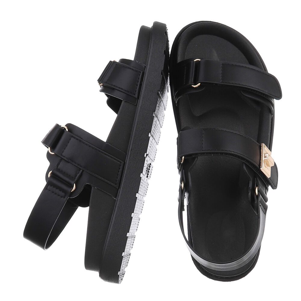 Ital-Design Bequeme Sandalen für den Sommer - Perfekte Alltagsschuhe Riemchensandalette (89322766) Flach Plateausandaletten in Schwarz – Bild 2 von 5