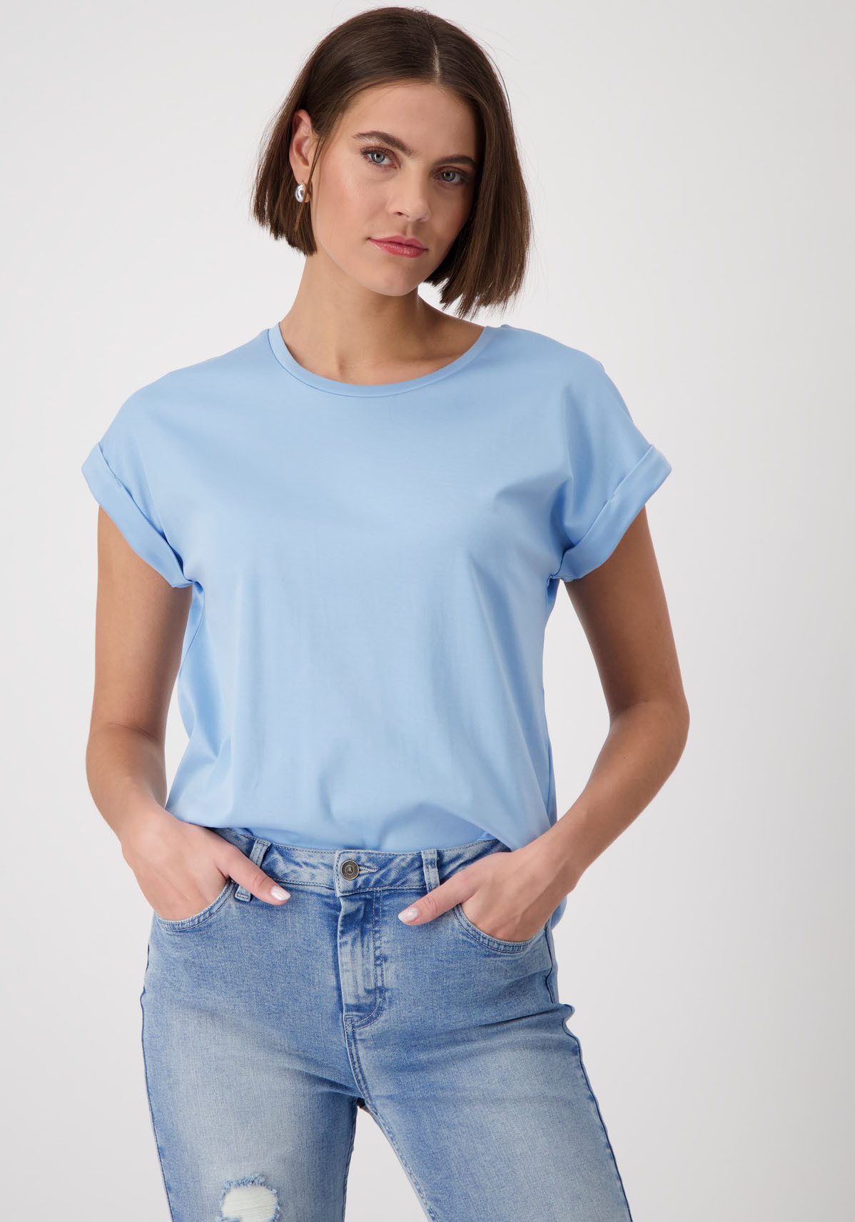 Monari Rundhalsshirt mit Glitzersteinchen auf der günstig online kaufen