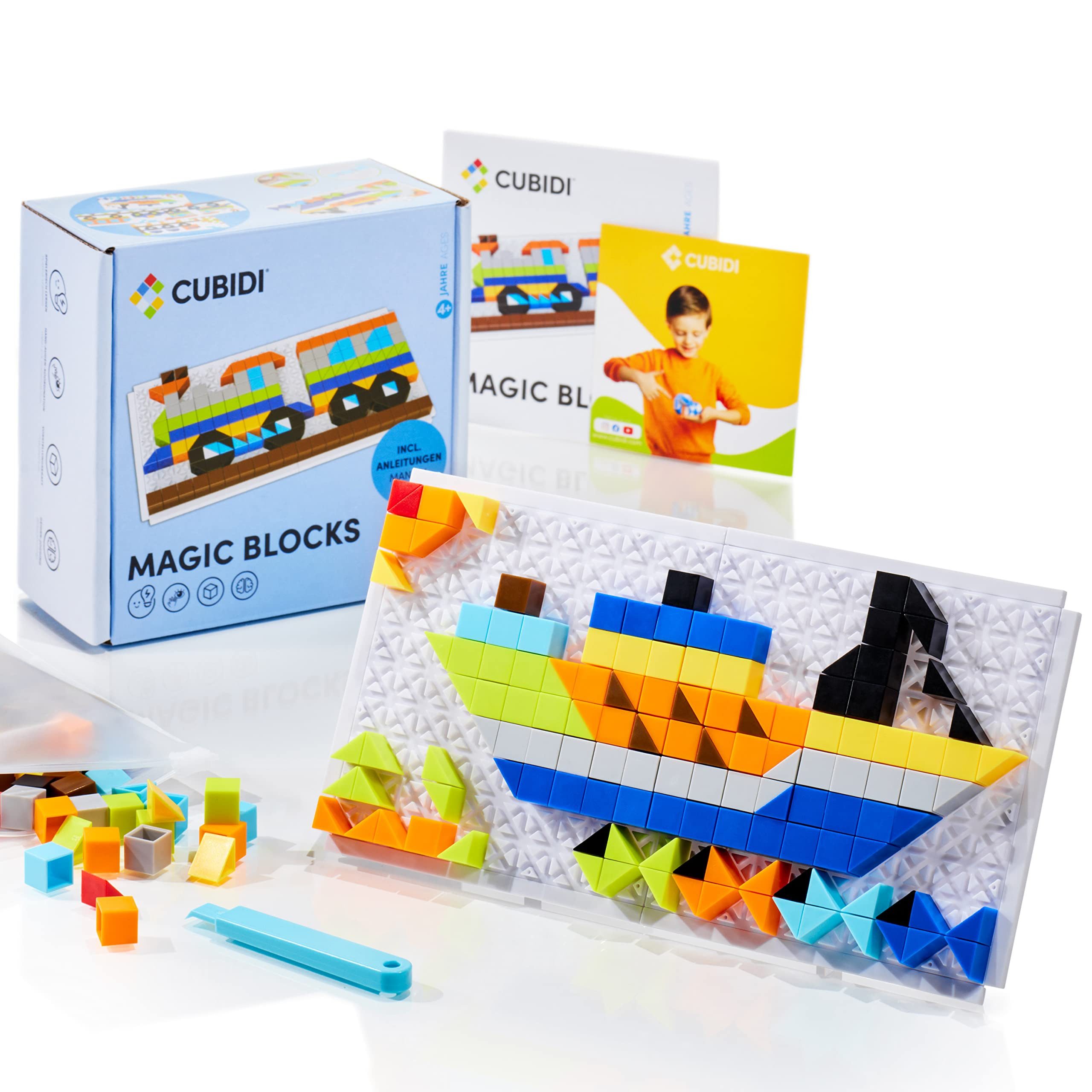Cubidi Steckspielzeug Mosaikspiel - Kreatives Steckspiel als Spielzeug ab 4 Jahren, Für Junge und Mädchen, Lernspielzeug zur Förderung der Fantasie