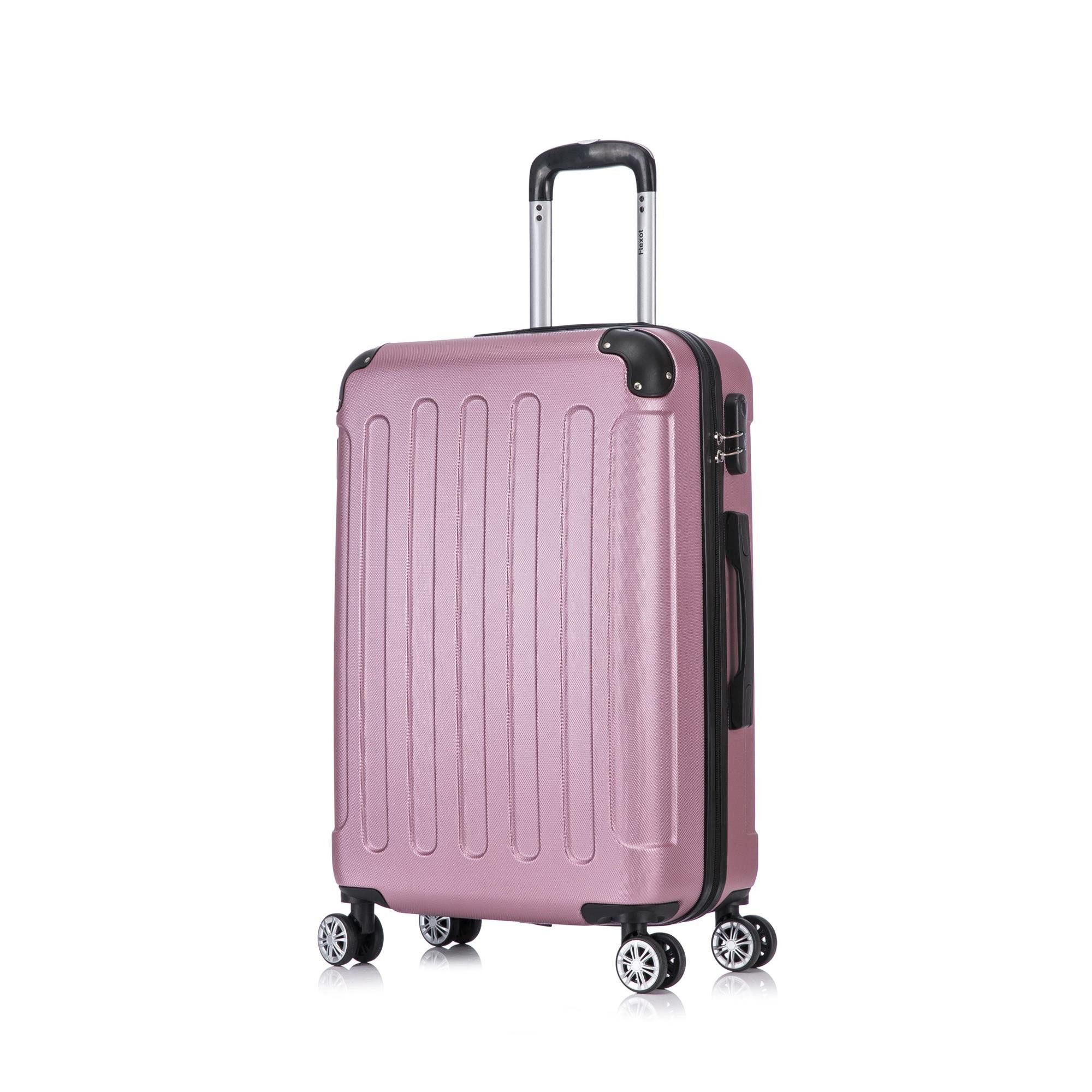 Flexot Hartschalen-Trolley F-2045 Kofferset, 360° Rollen, robuster Reisekoffer, Bordcase, 4 Rollen, Robuster und moderner Koffer mit vier 360° Rollen und Zahlenschloss