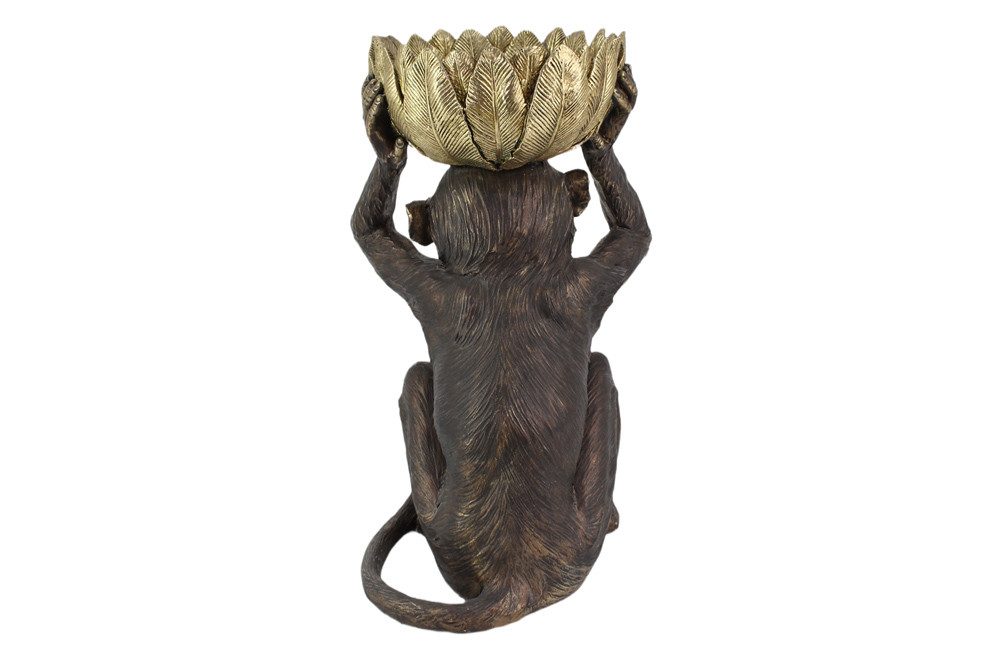 riess-ambiente Tierfigur MONKEY 50cm schwarz/gold - Affe mit Schale, exotisch, handgefertigt (Einzelartikel, 1 St), Moderne Skulptur - ideal als dekorativer Akz – Bild 5 von 5