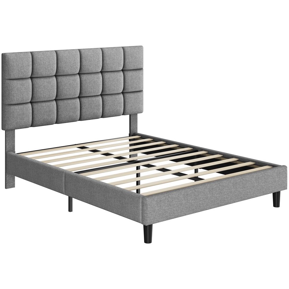 Yaheetech Polsterbett Bettgestell, Doppelbett mit Höhenverstellbarem Kopfteil, 140/160 x 200 cm