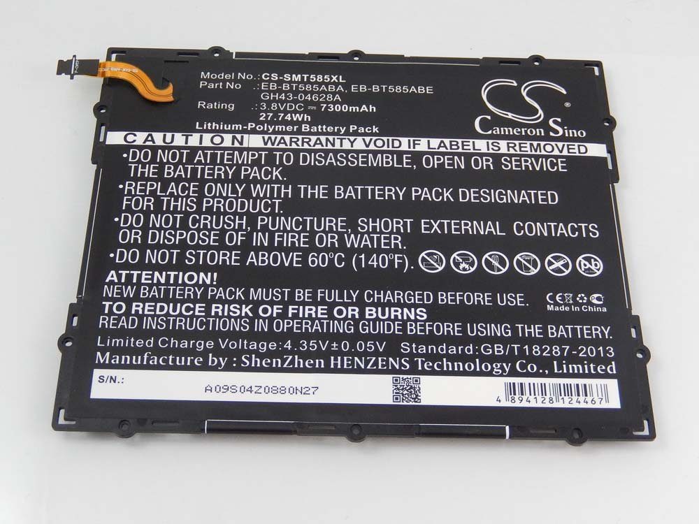 vhbw passend für Samsung Galaxy Tab SM-P585N, SM-P585N0, SM-P585Y, SM-T580, Tablet-Akku 7300 mAh