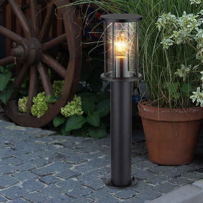 Globo Sockelleuchten, Leuchtmittel nicht inklusive, Stehlampe Gartenleuchte Terrasse wetterfest Edelstahl schwarz H 60 cm