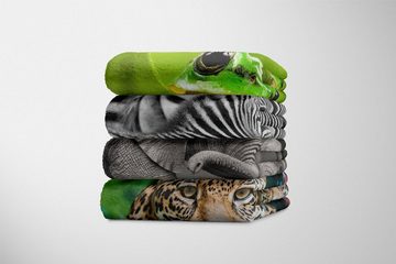 Sinus Art Handtücher Handtuch Strandhandtuch Saunatuch Kuscheldecke mit Tiermotiv Mama Elefant mit B, Baumwolle-Polyester-Mix (1-St), Handtuch