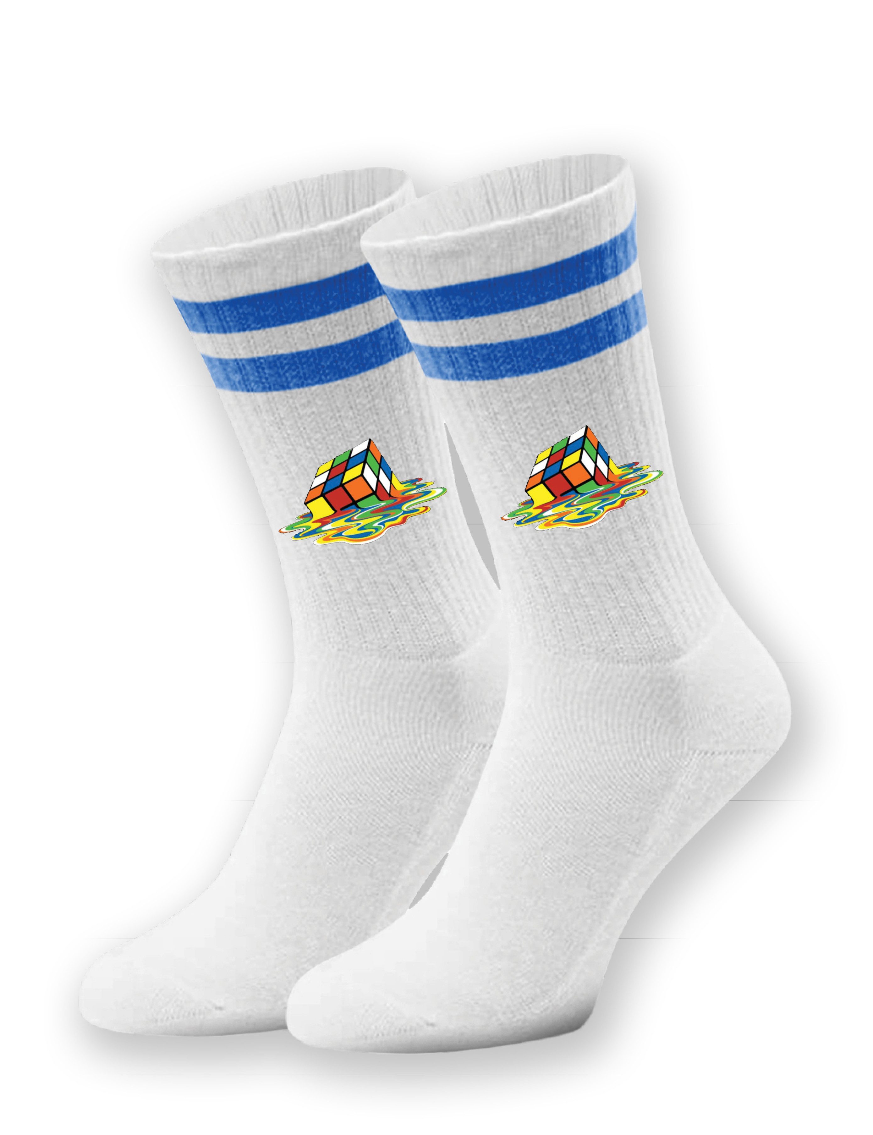 Tennissocken Unisex Socken "Cube Melting" Aufdruck lustig Geschenk Statement