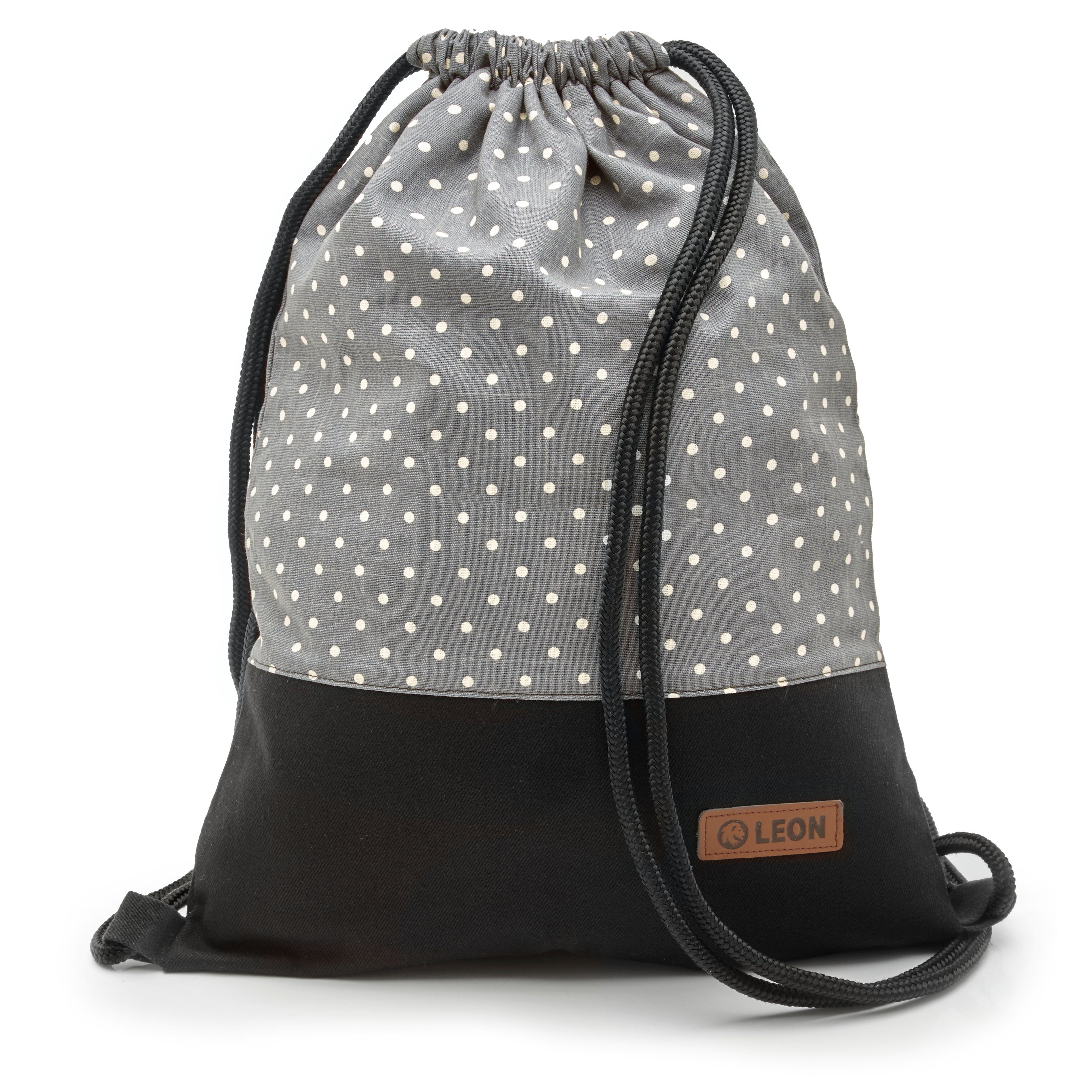 By Bers Turnbeutel Leon By Bers Turnbeutel Beutelrucksack Freizeitrucksack (Tagesrucksack Turnbeutel Beutelrucksack Freizeitrucksack für Strand Sport Festival Freizeit Alltag Einkauf aus Baumwolle Innentasche Schlüsselband, 1-tlg), 9mm dicke und weiche Ny