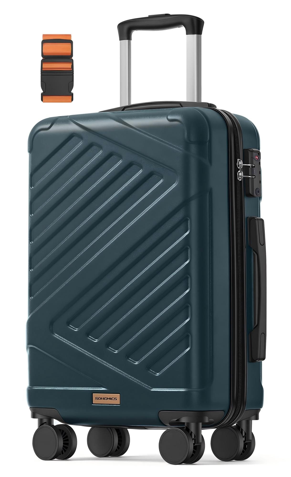 SONGMICS Hartschalen-Trolley Kofferset, 360° Rollen, robuster Reisekoffer, Bordcase, ABS, TSA-Schloss, Zahlenschloss, Koffergurt, Handgepäcktauglich, klein