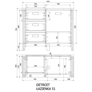 Lomadox Waschtisch DALLAS-61, Stirling Oak Nb. mit Absetzungen in Matera anthrazit 91/75/40 cm