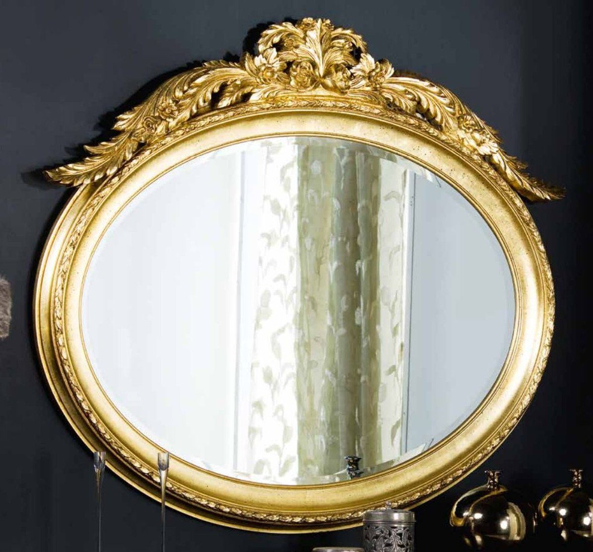Möbel Luxus Luxus in Qualität - Barockstil Gold Ovaler Made Casa Italy Barock Barock Spiegel - Padrino - Barockspiegel - Wandspiegel im