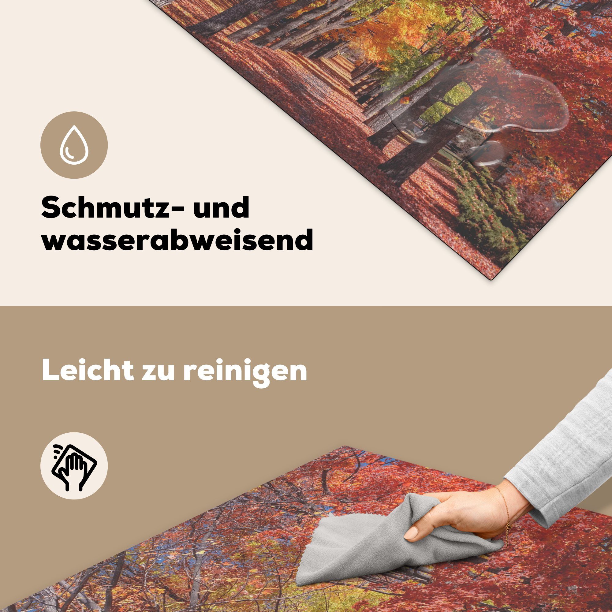 Ceranfeldabdeckung, (1 Baum tlg), - Herbst Amerika, küche MuchoWow - Vinyl, cm, 78x78 Herdblende-/Abdeckplatte für Arbeitsplatte