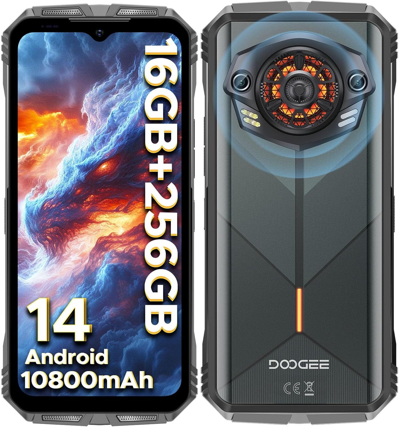 DOOGEE S PUNK 4G 16+256GB Outdoor Smartphone (16,71 cm/6.58 Zoll, 256 GB Speicherplatz, 50 MP Kamera, IP68 Wasserdicht Baustellenhandy, 10800mAh, OTG, NFC, GPS)