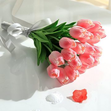 Kunstblume 10 STK Real Touch Künstliche Tulpen Gefälschte Tulpen Blumensträuße, HIBNOPN
