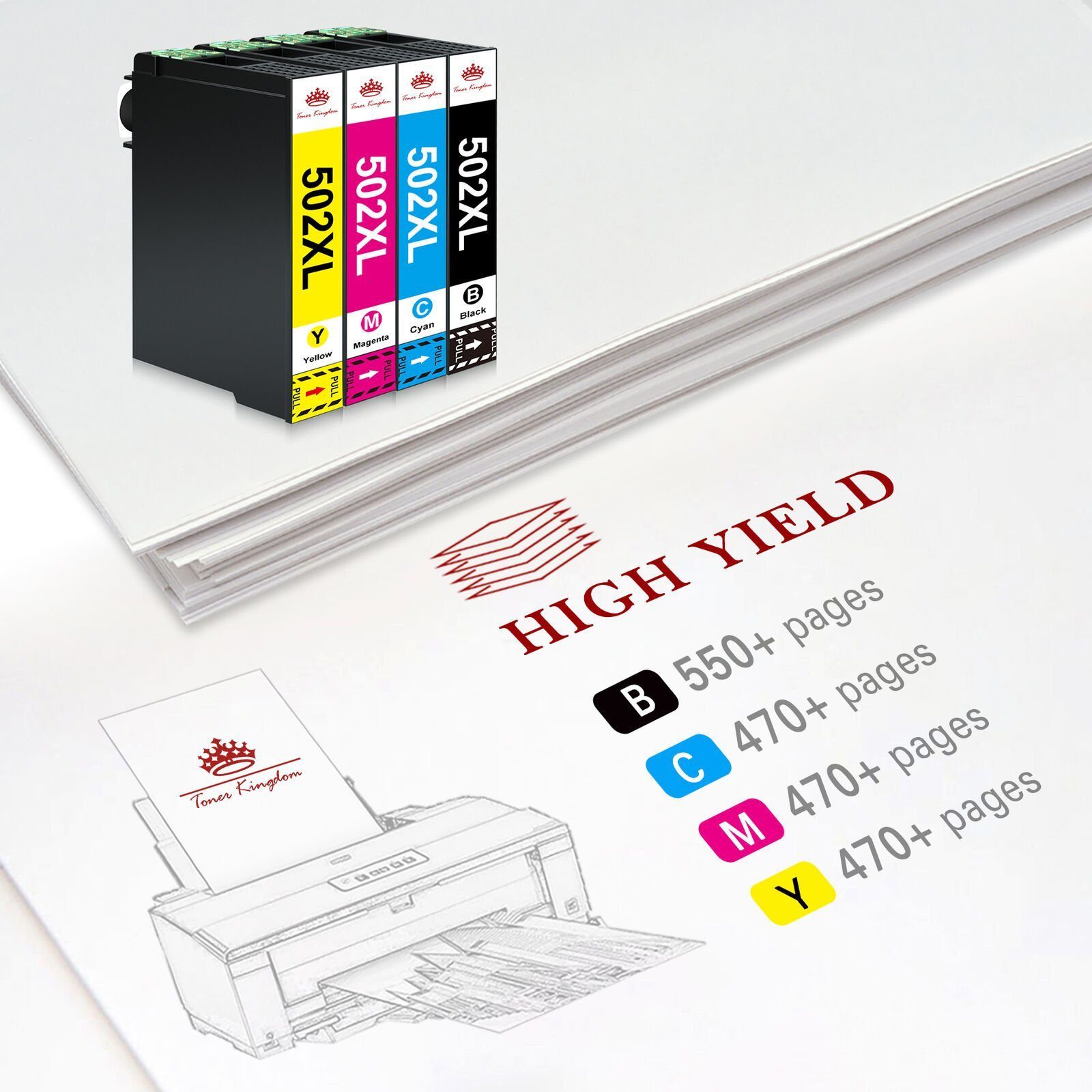 Thumbnail - Toner Kingdom 4/5er Kompatibel Epson 502 Druckerpatronen Multipack Tintenpatrone (Epson 502xl Epson502xl WF-2860 WF-2865...