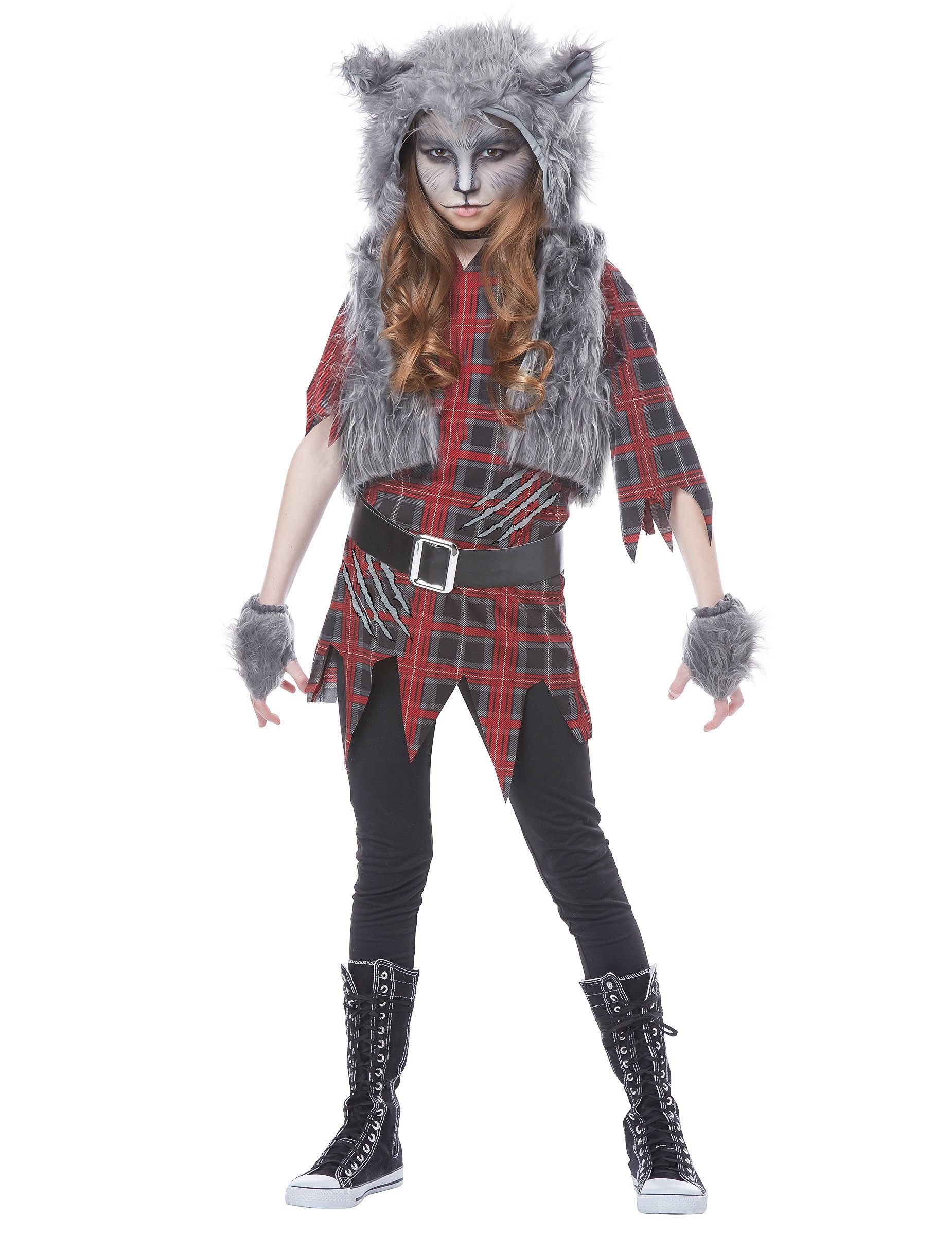 California Costumes Kostüm Werwolf-Kostüm für Mädchen Halloween-Kostüm grau-rot
