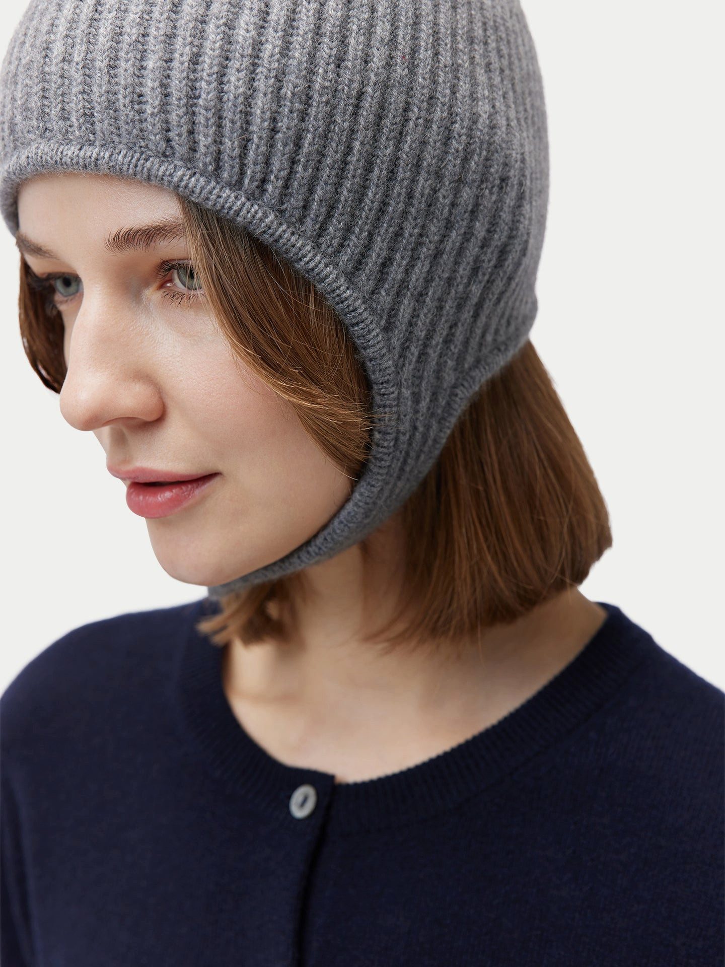 GOBI Cashmere Beanie Gestrickte Kaschmir Aviator-Mütze