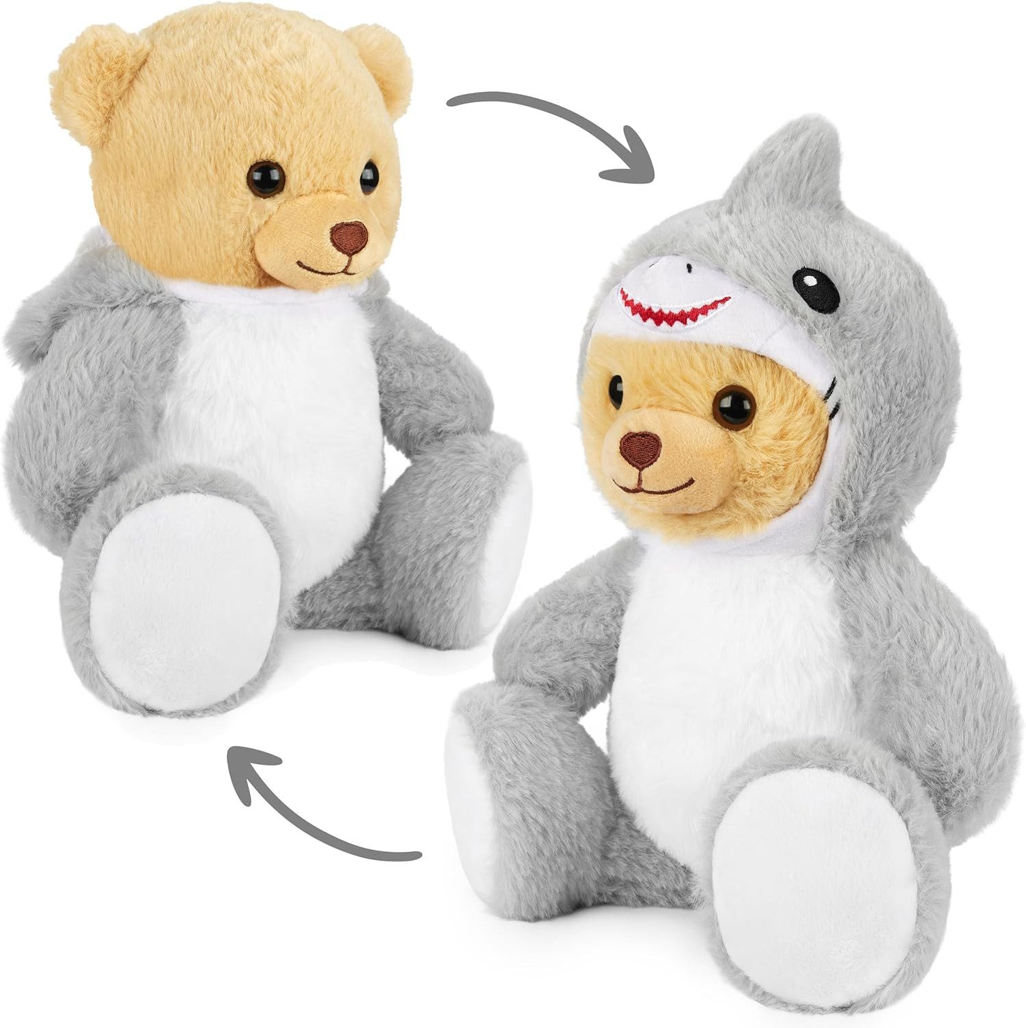 BRUBIES Kuscheltier Teddy Hai - 25 cm Teddybär im Haikostüm mit Kapuze (Gra günstig online kaufen