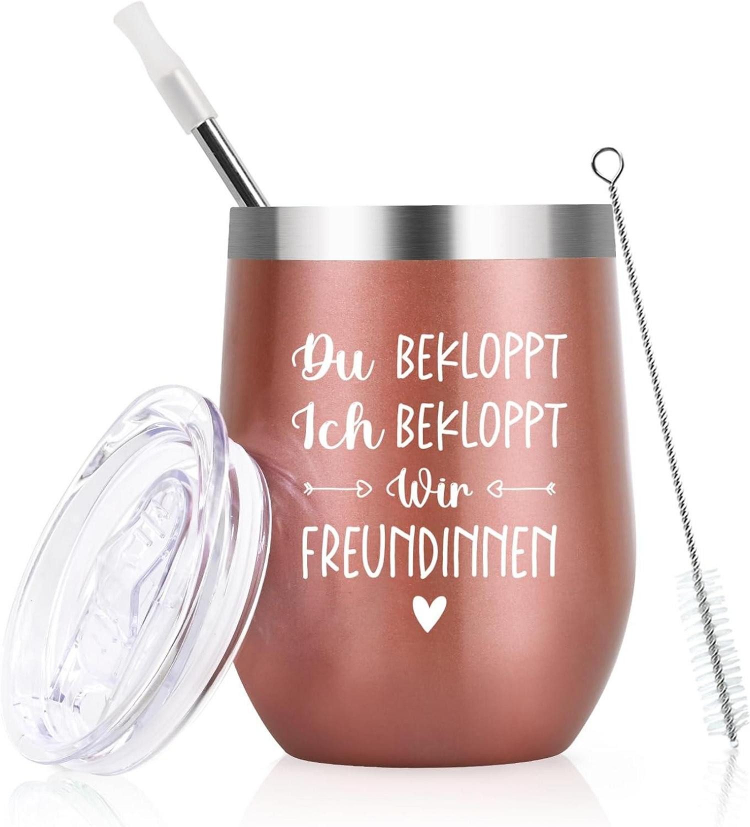 LuxusKollektion Coffee-to-go-Becher Lustige Edelstahl Kaffeebecher to go Roségold 12oz 350ml - Freundin
