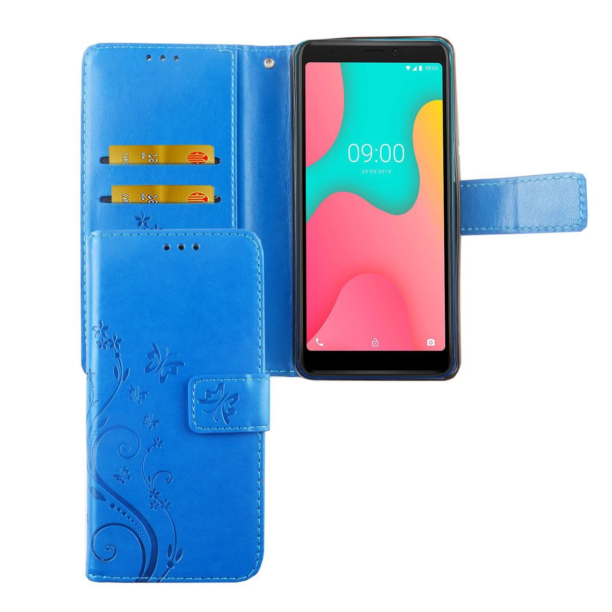 König Design Handyhülle Wiko Y60, Wiko Y60 Handyhülle Bookcover Blau