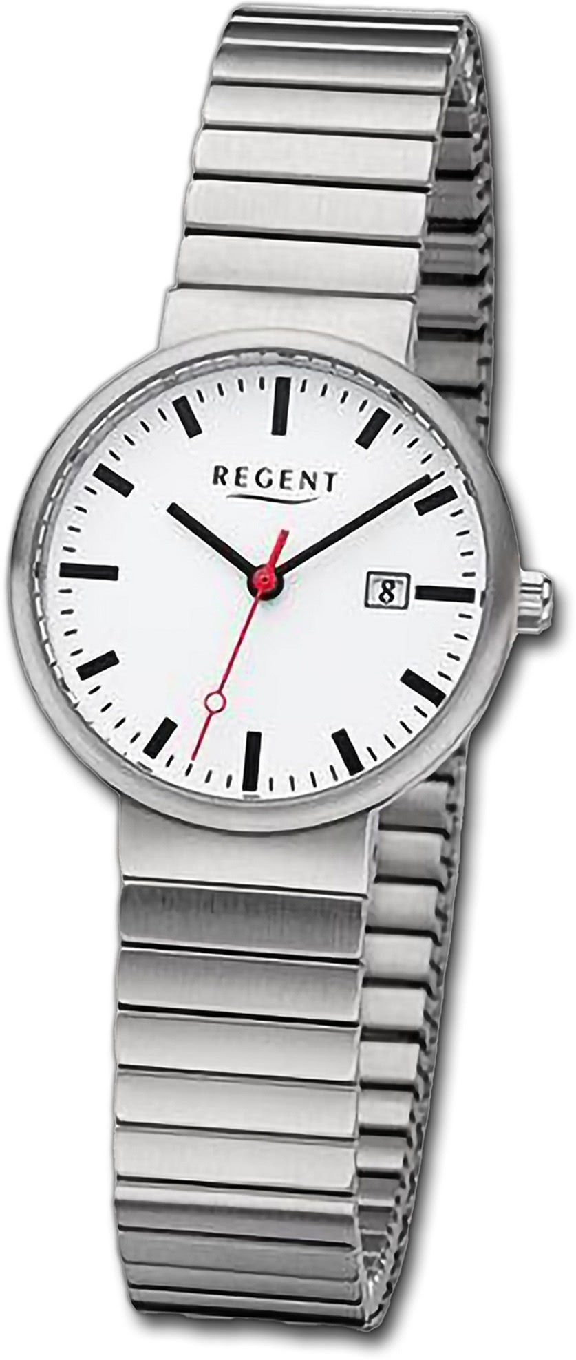 Regent Quarzuhr Regent Damen Armbanduhr silber, extra Edelstahlarmband Analog, rundes Gehäuse, groß 29mm) (ca Damenuhr