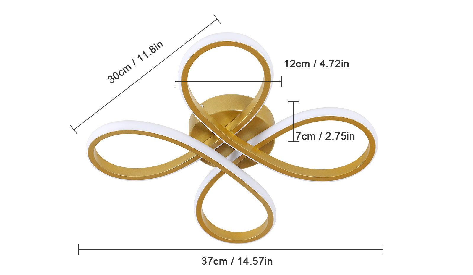 Riserva LED Dekolicht LED Deckenleuchte Blume 28W 3000K Schwarz Ø30cm Wohnzimmer