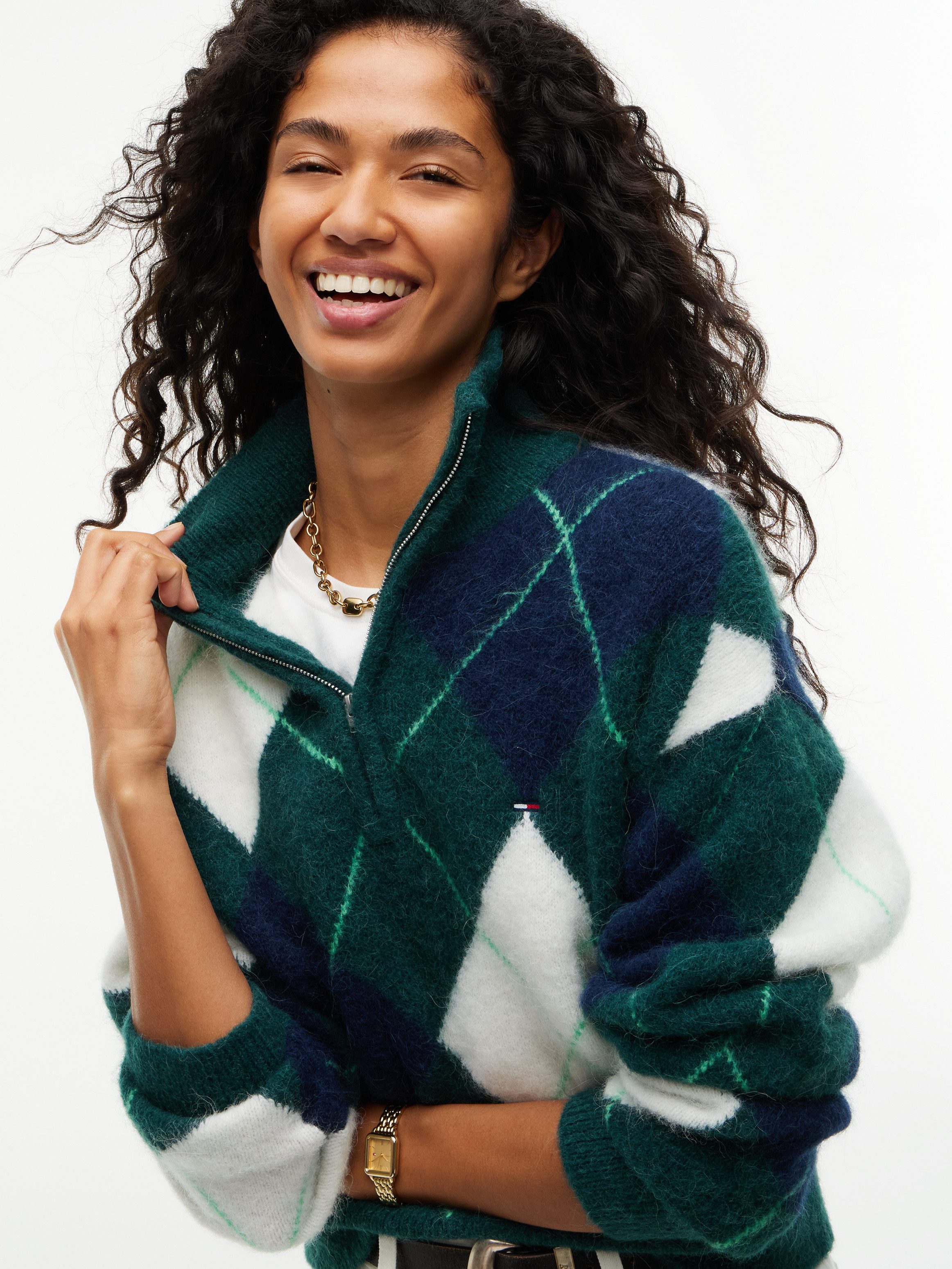 Tommy Jeans Troyer TJW FLUFFY QUARTER ZIP SWEATER aus einem Alpaka-Mix