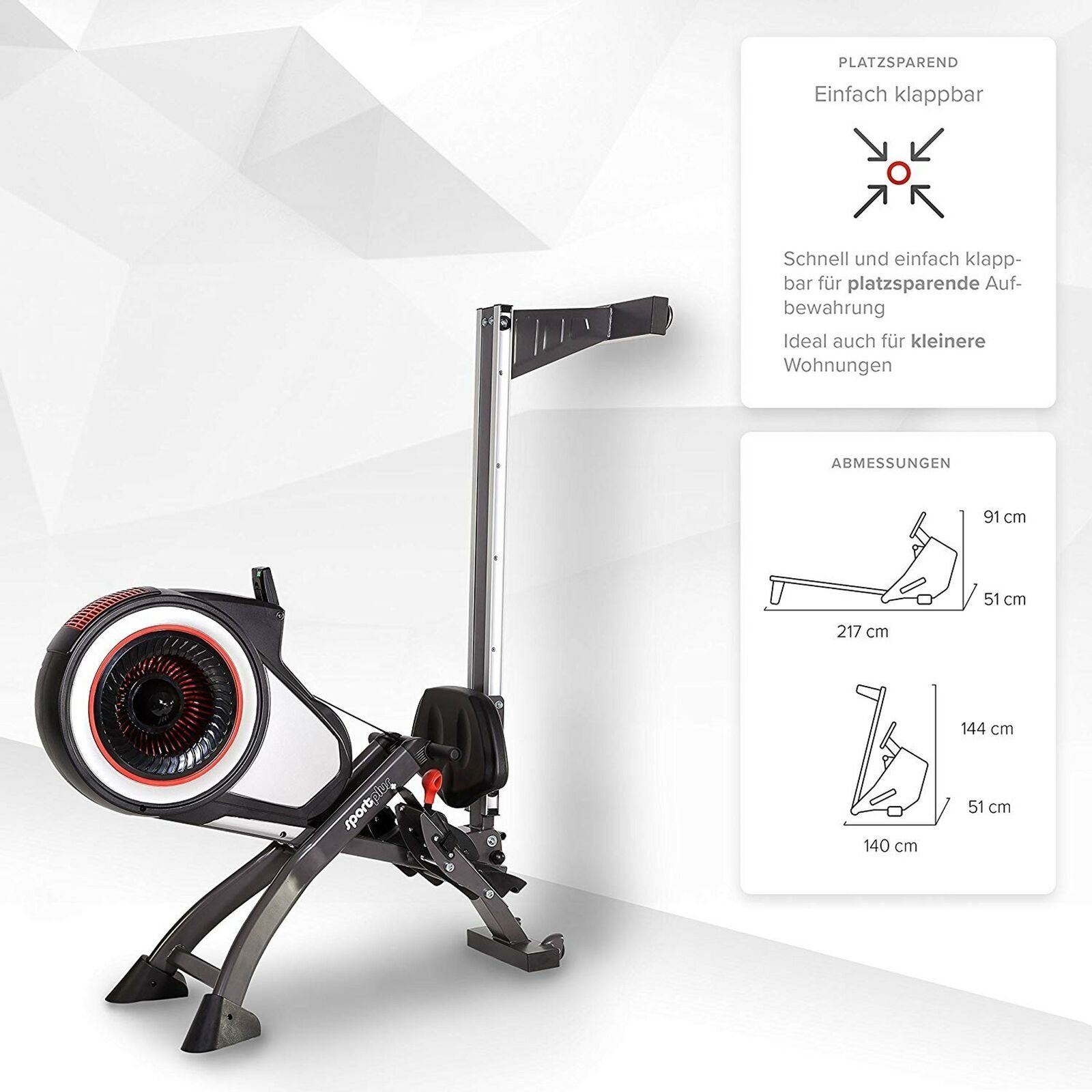 SP-MR-010 Luftwiderstandsstufen, SportPlus Rudergerät, Rudergerät 8 SP-MR-010, Turbinenbremssystem,