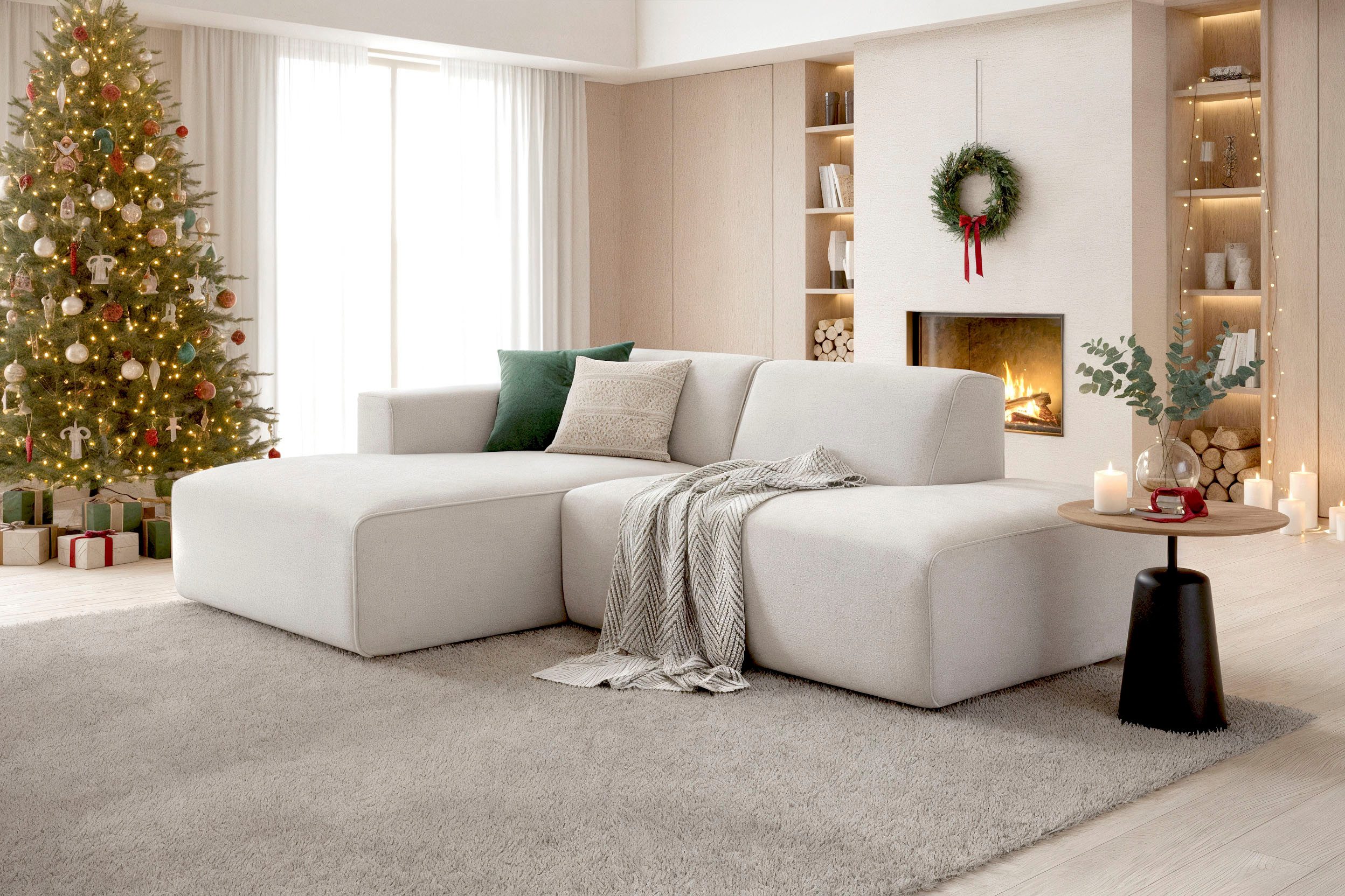 Columbia Ecksofa Noord mit Kedernaht, Breite 227 cm, L-Form, Cord, Struktur günstig online kaufen