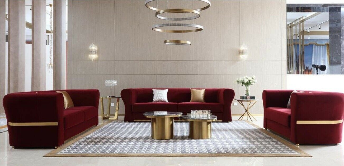 JVmoebel Sofa Rote luxus Sofagarnitur 4+3+2 Sitzer Wohnlandschaft Möbel Neu, Made in Europe