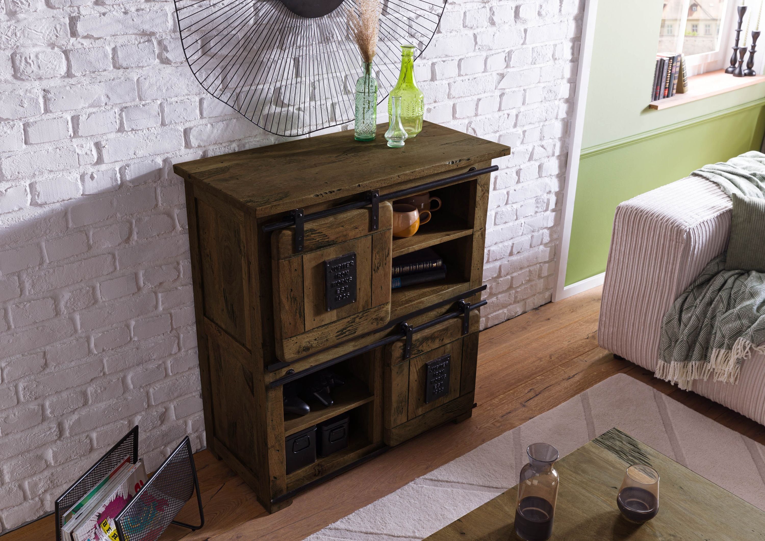 Massivmoebel24 Highboard (Highboard Mango 90x45x100 braun günstig online kaufen