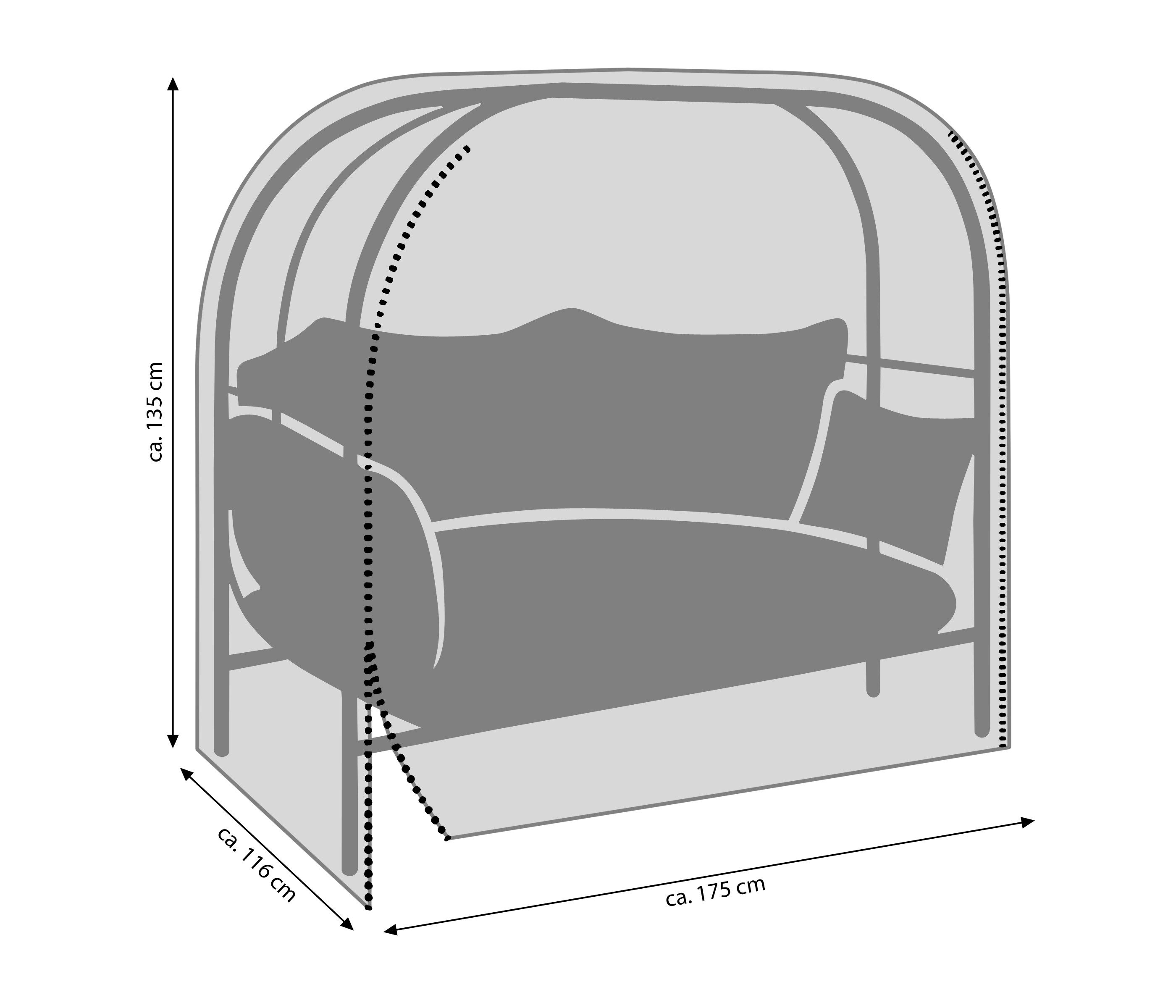 Dehner Gartenmöbel-Schutzhülle Abdeckhaube für Daybed Venezia, 150 x 175 x 116 cm, Polyester, grau, wasserabweisende Abdeckplane mit UV-Schutz 50+