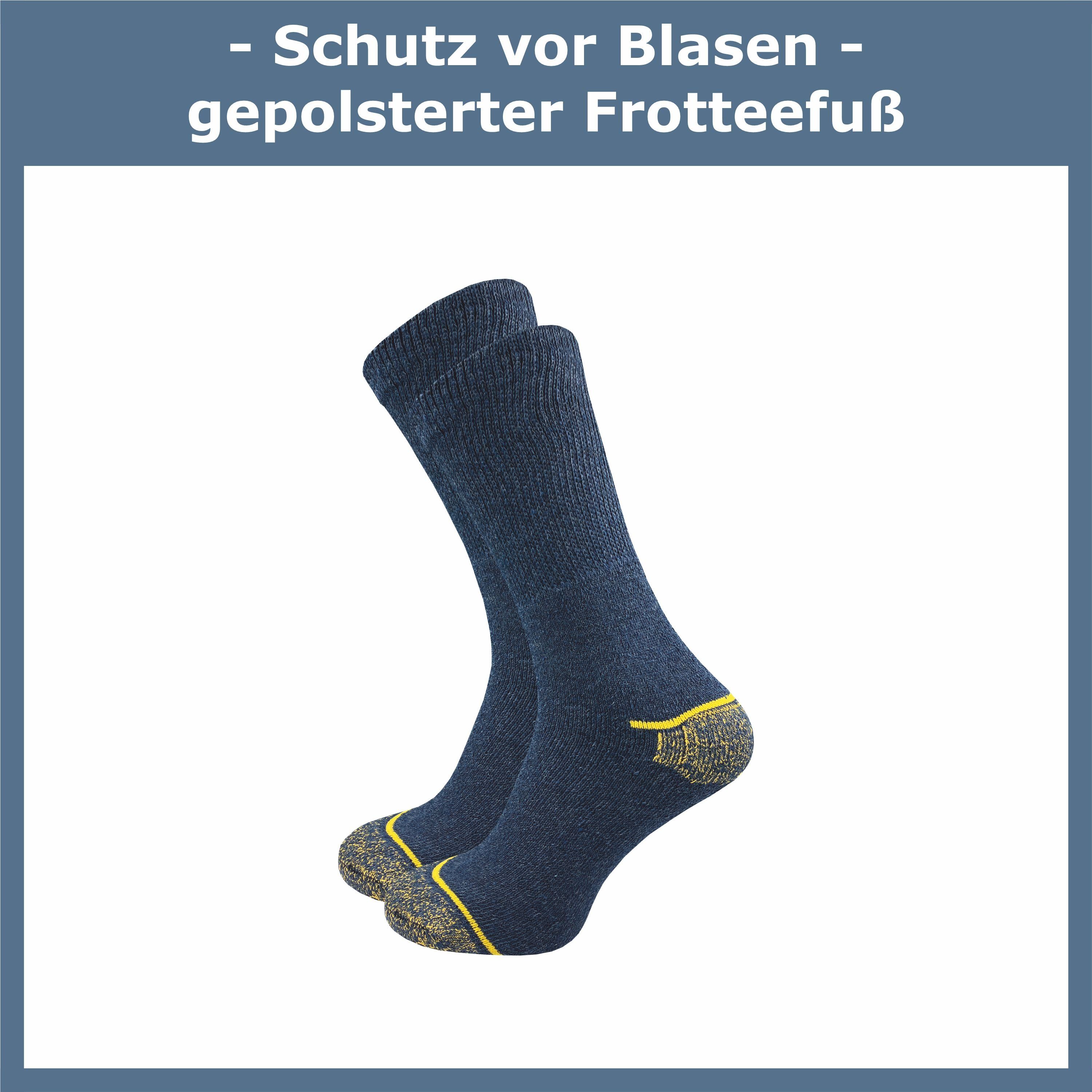 Paar) verstärkter Haltbarkeit Herren & Spitze an Lange Arbeitssocken mit blau für Komfortbund Ferse ohne Gummi dank einzuschneiden GAWILO ohne Belastungszonen (10