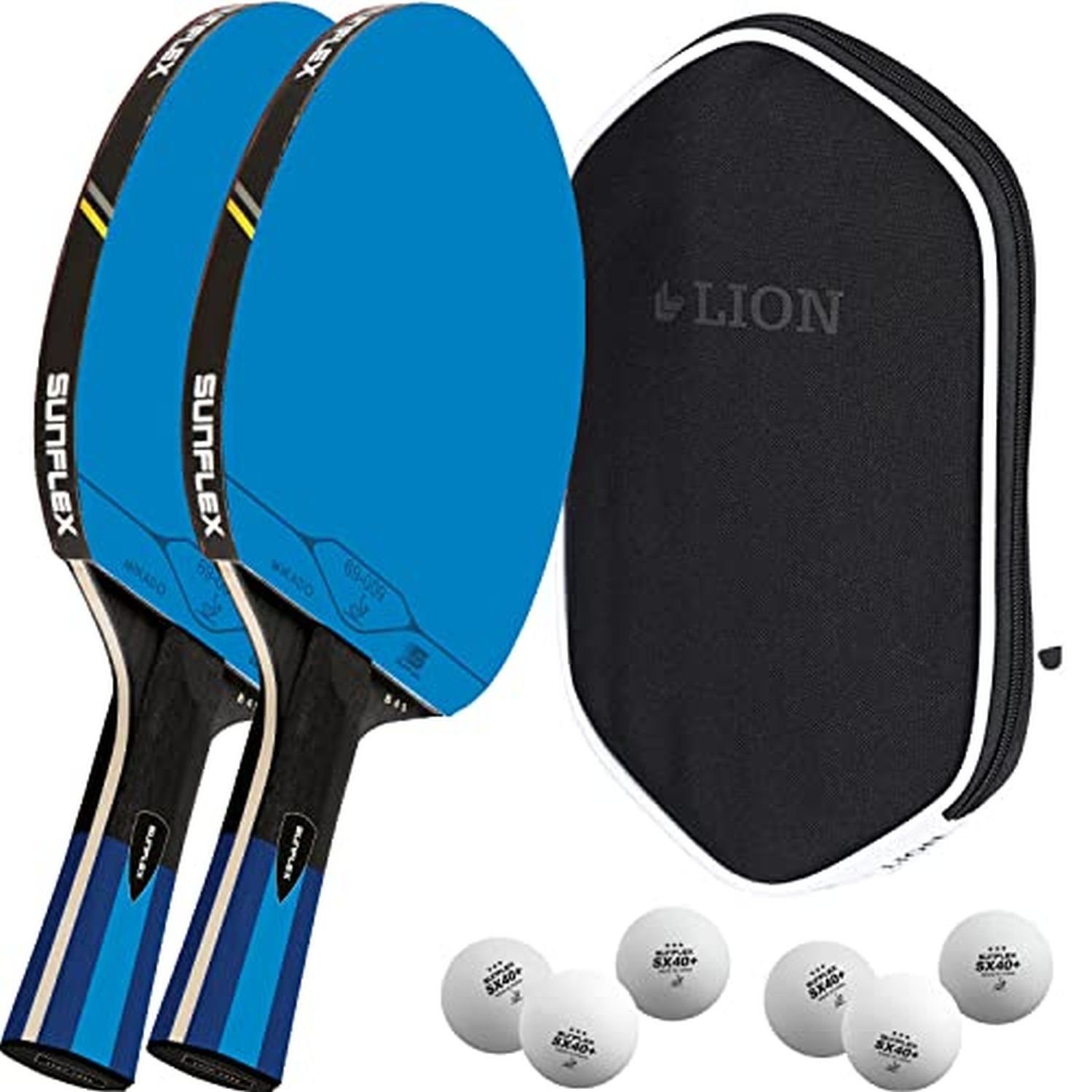 Tischtennisschläger B45 2 x + Tischtennishülle Wallet + 2 x 3*** ITTF SX40+ Tischtennisbä