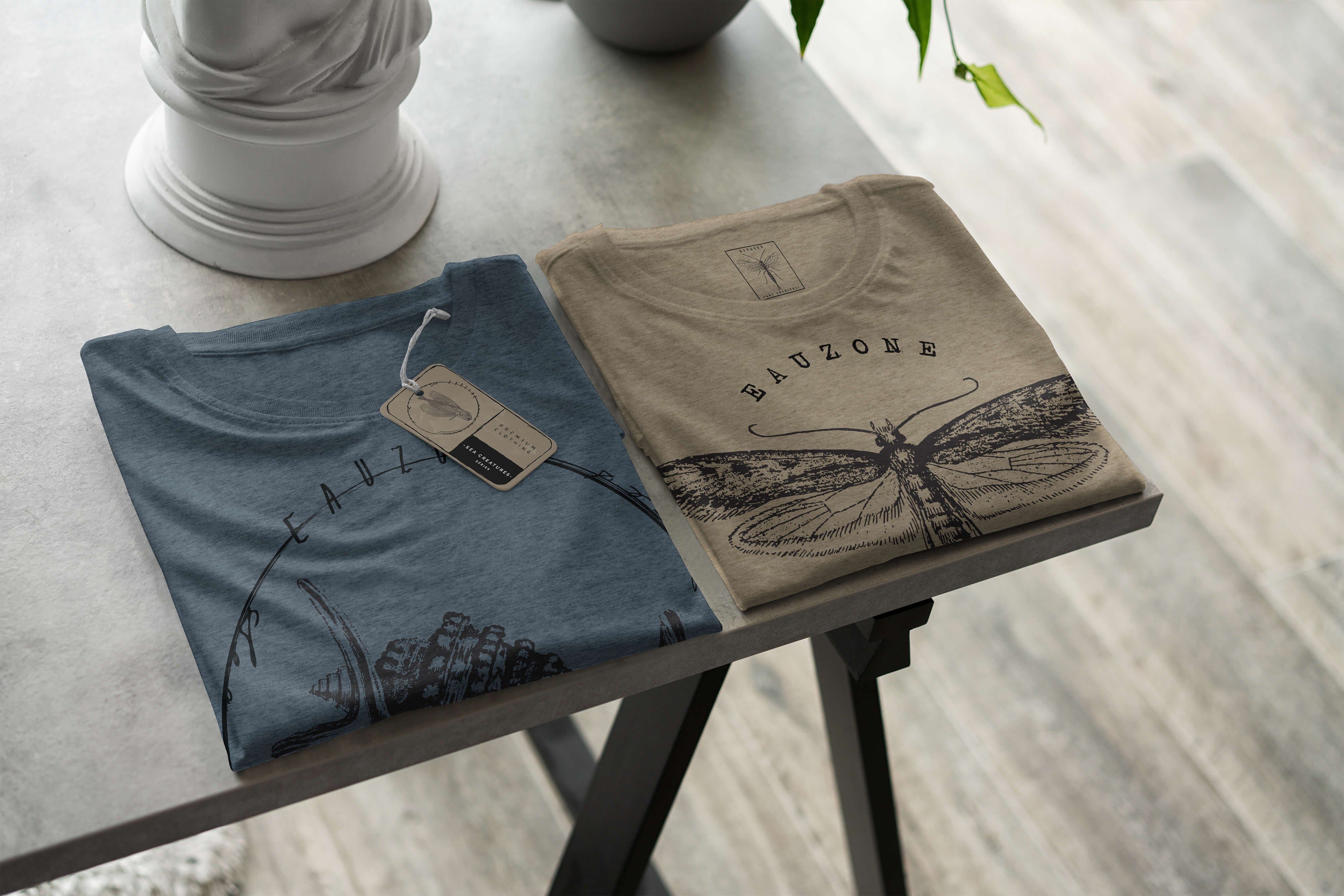 / sportlicher Creatures, Schnitt Sea Art Serie: Indigo - Sinus und Fische T-Shirt 068 Struktur Tiefsee T-Shirt feine Sea