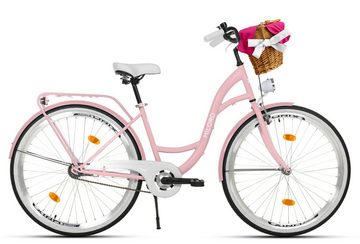 MILORD BIKES Cityrad Milord City Fahrrad Weidenkorb Damenfahrrad, 28/26 Zoll, Rosa, 1-Gang, 1 Gang