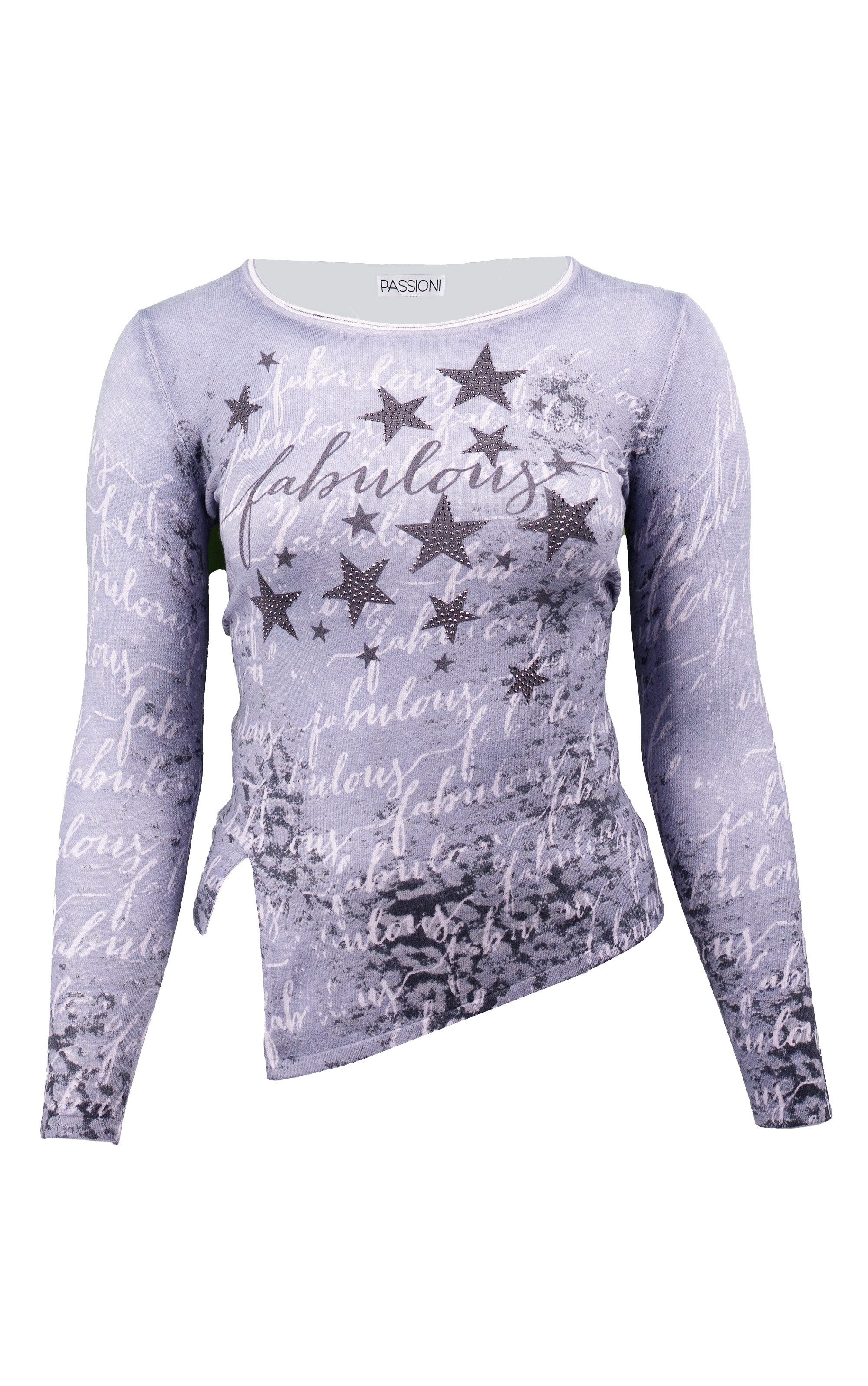 Passioni Strickpullover mit Sternenmuster und Strass