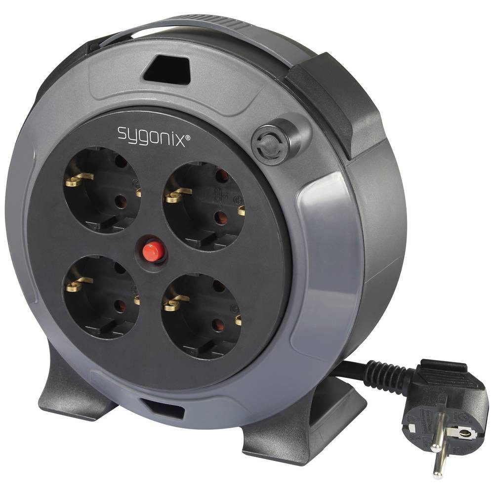 Sygonix 4fach Handkabeltrommel, 5 m SY-5806896 Kabeltrommel, mit Reset-Scha günstig online kaufen