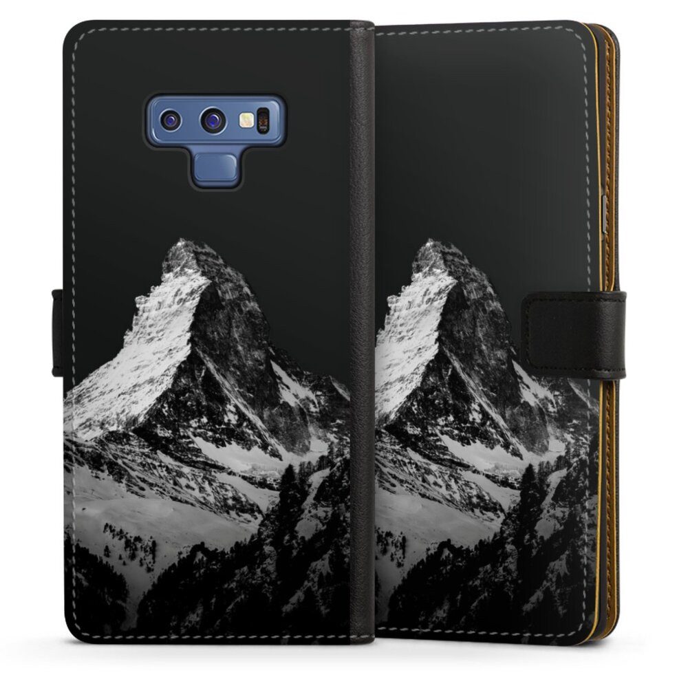 DeinDesign Handyhülle Berg Schnee Alpspitze Snow Capped Mountains Grayscale, Samsung Galaxy Note 9 Hülle Flip Case Klapphülle Handytasche Leder