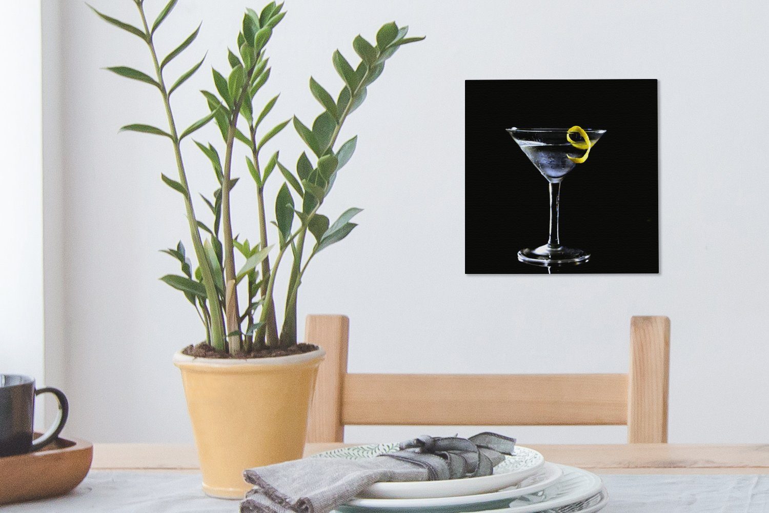 Hintergrund, Schlafzimmer Bilder schwarzem mit auf (1 St), für Leinwandbild Leinwand Martini Zitronenspitze OneMillionCanvasses® Wohnzimmer