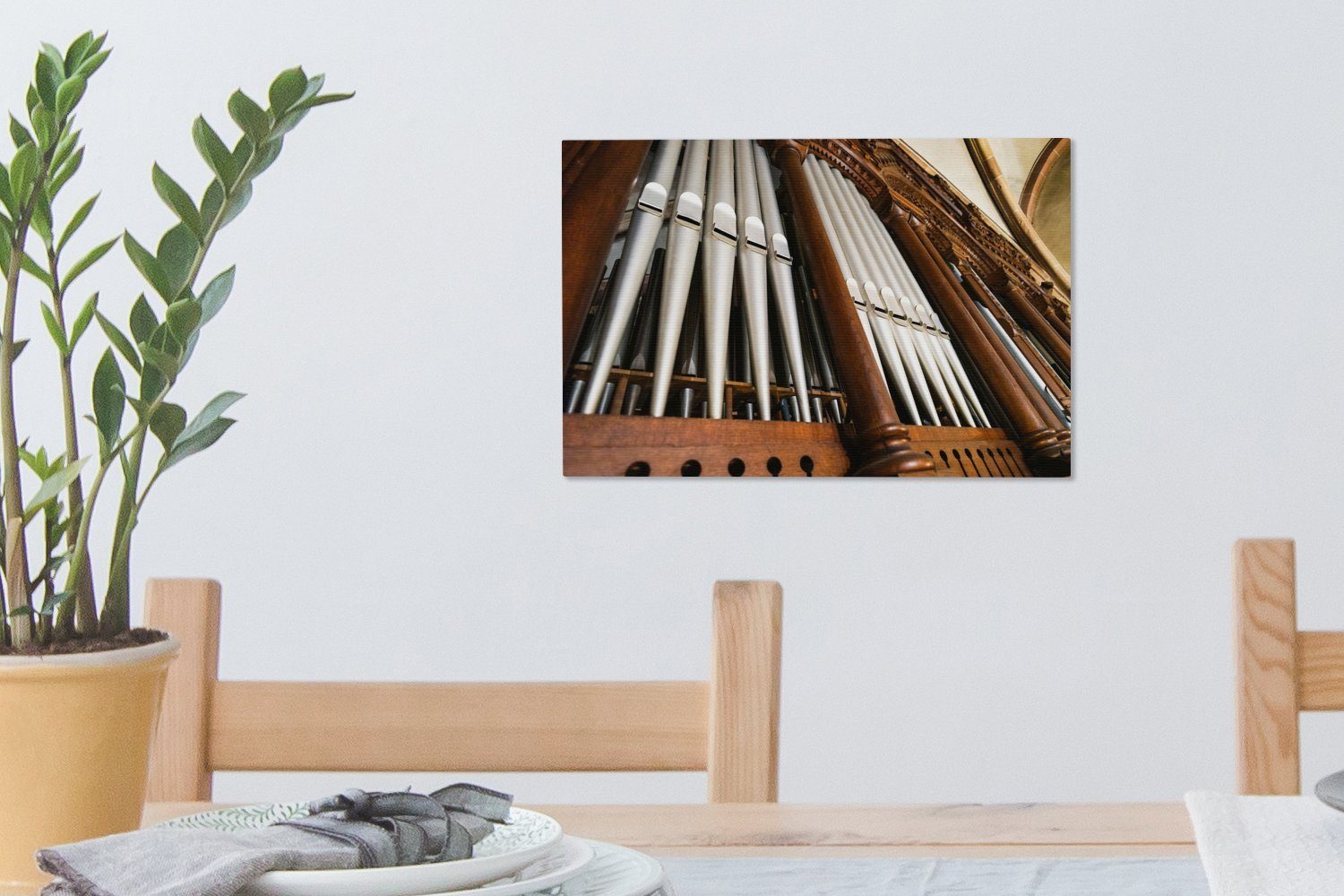 St), Wanddeko, Holzorgel, cm Leinwandbild Wandbild einer Aufhängefertig, (1 30x20 Pfeifen OneMillionCanvasses® Leinwandbilder,