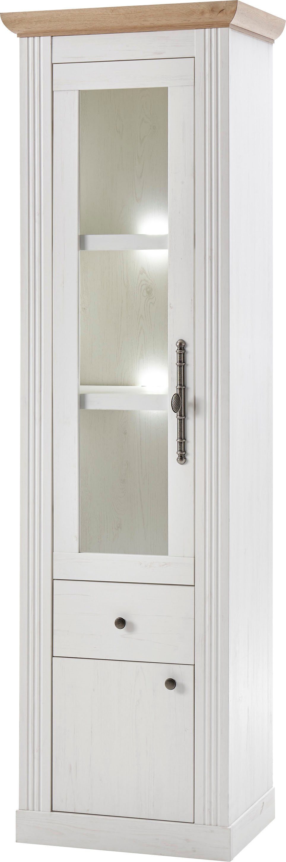 OTTO home Vitrine Westminster, Hochschrank im Landhausstil, Glasvitrine, Stauraumelement Metallgriffe, ausreichend Stauraum, in 2 Farben erhältlich