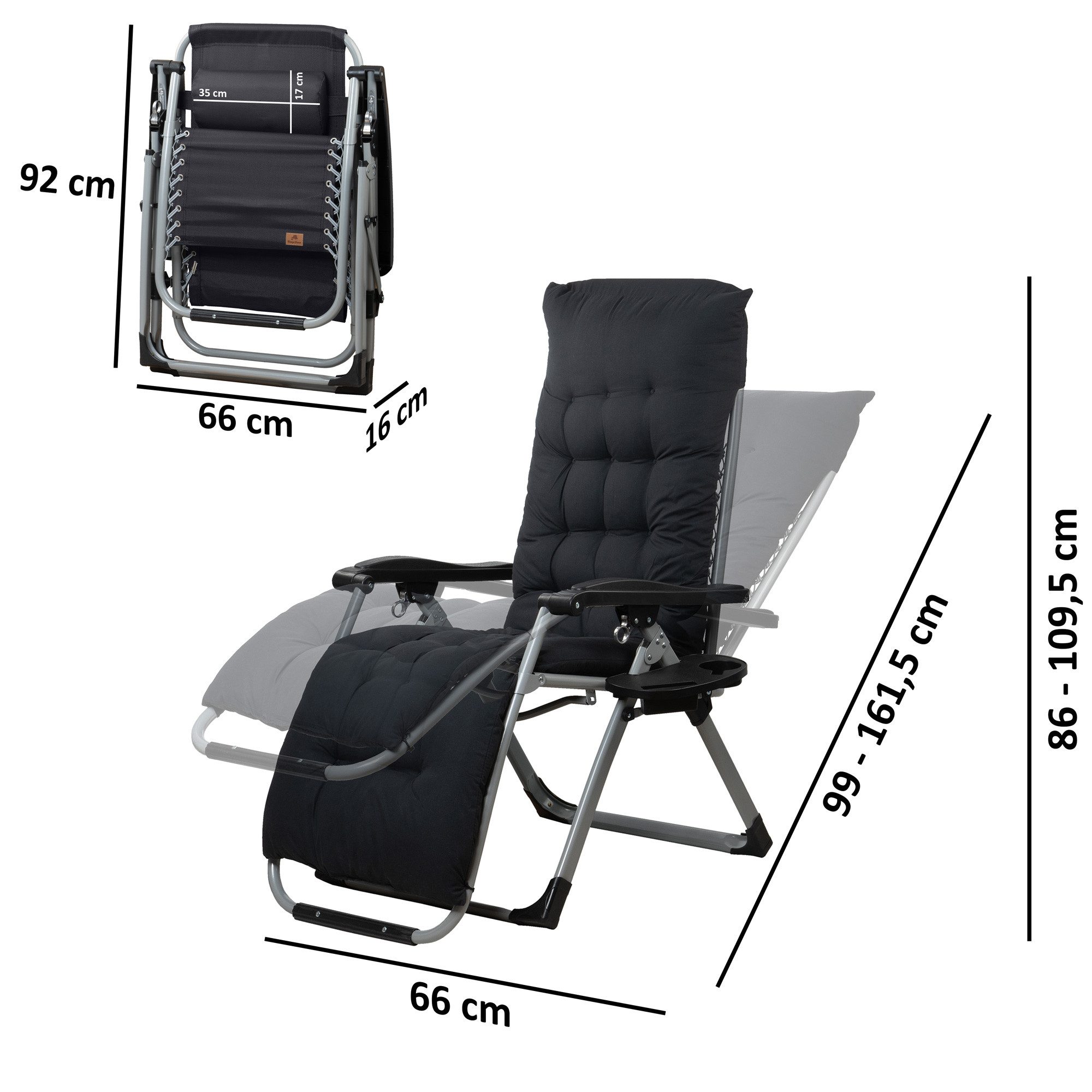 CampFeuer Gartenliege Sonnenliege, Anthrazit, Campingliege, Liegestuhl, günstig online kaufen