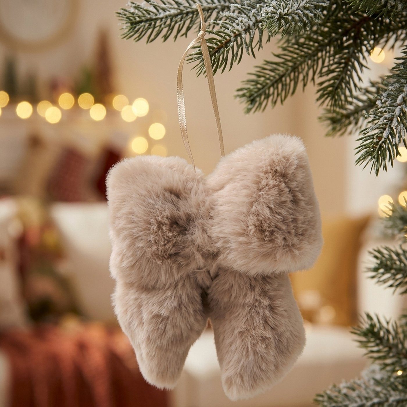 BOLTZE GRUPPE GmbH Dekohänger Boltze Schleife Felly, Plüsch beige 13cm, 2086214