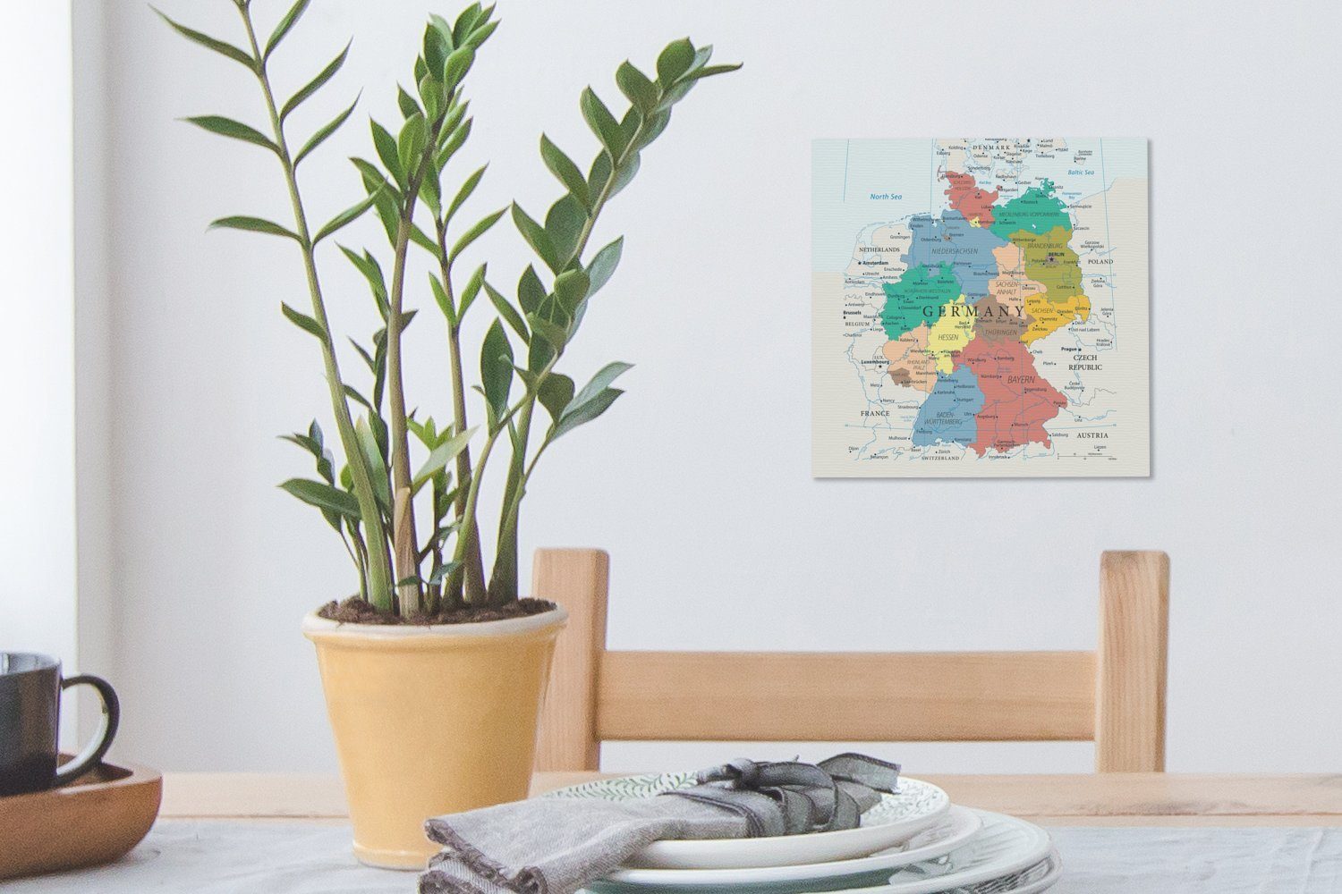 OneMillionCanvasses® Leinwandbild Detaillierte Karte von Deutschland, Fotodruck (1 St), Wandbild, Deko Schlafzimmer Wohnzimmer Flur 20x20 cm – Bild 5 von 5