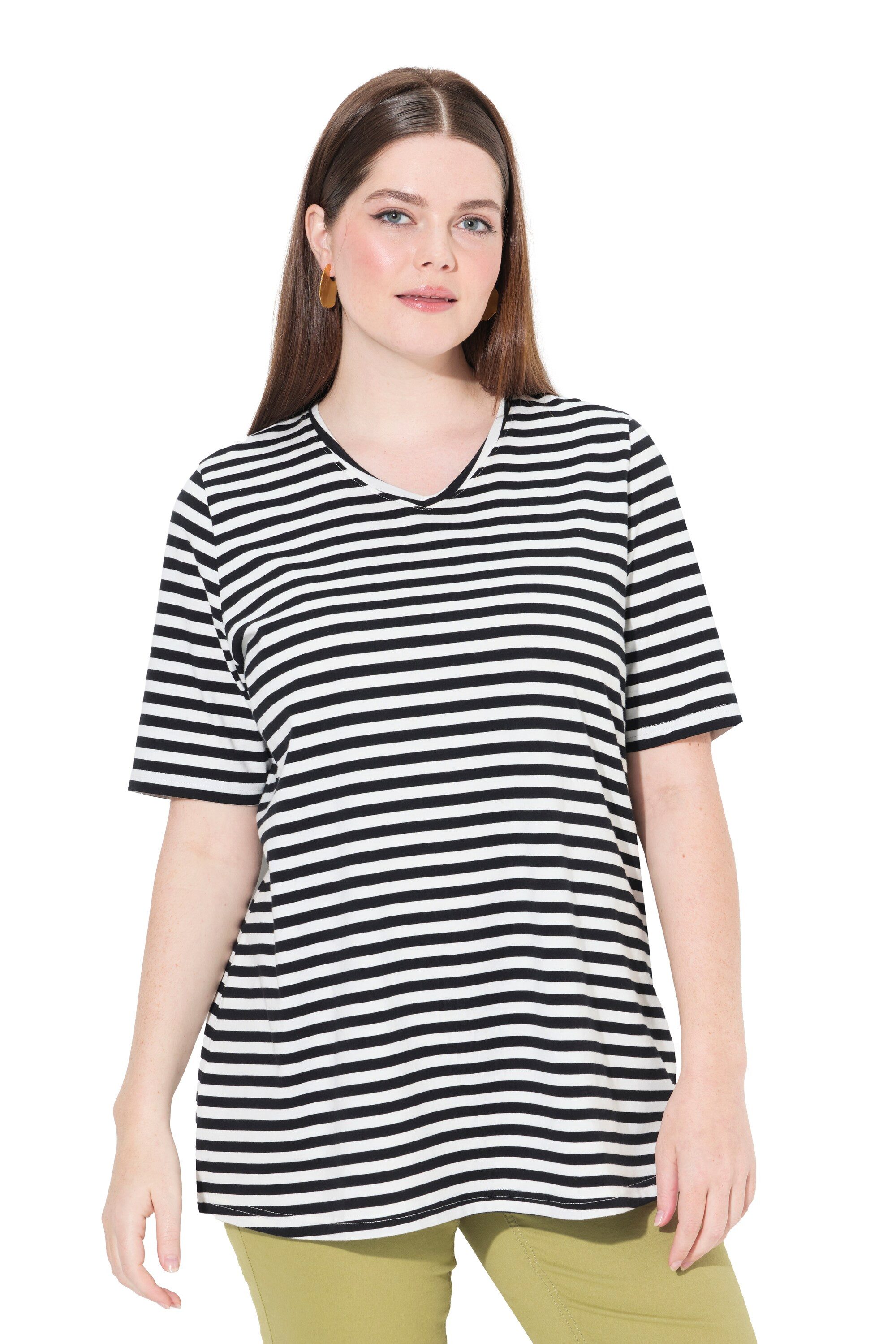 Ulla Popken T-Shirt T-Shirts 2er-Pack Ringel/uni günstig online kaufen
