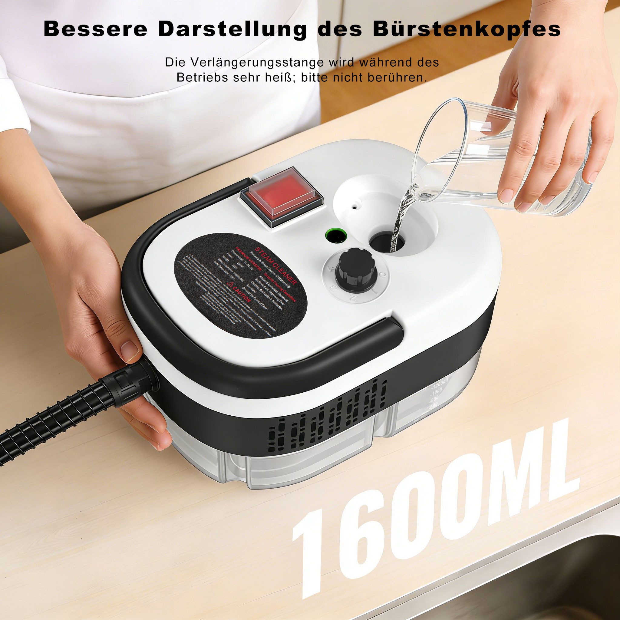 Luckice Dampfreiniger 2500W Handdampfreiniger, tragbarer Reiniger, Küchenreiniger, 2500 W, geeignet für Böden, Fenster und Küchen.