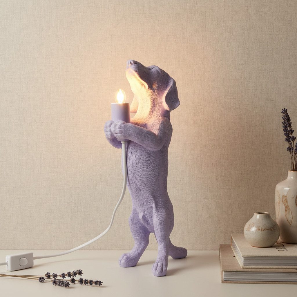 Signature Home Collection Nachttischlampe Tischlampe Hund Dackel aus Polyresin 10x15x38 cm, ohne Leuchtmittel, Nachttischlampe oder Schreibtischlampe niedlicher Dackel stehend