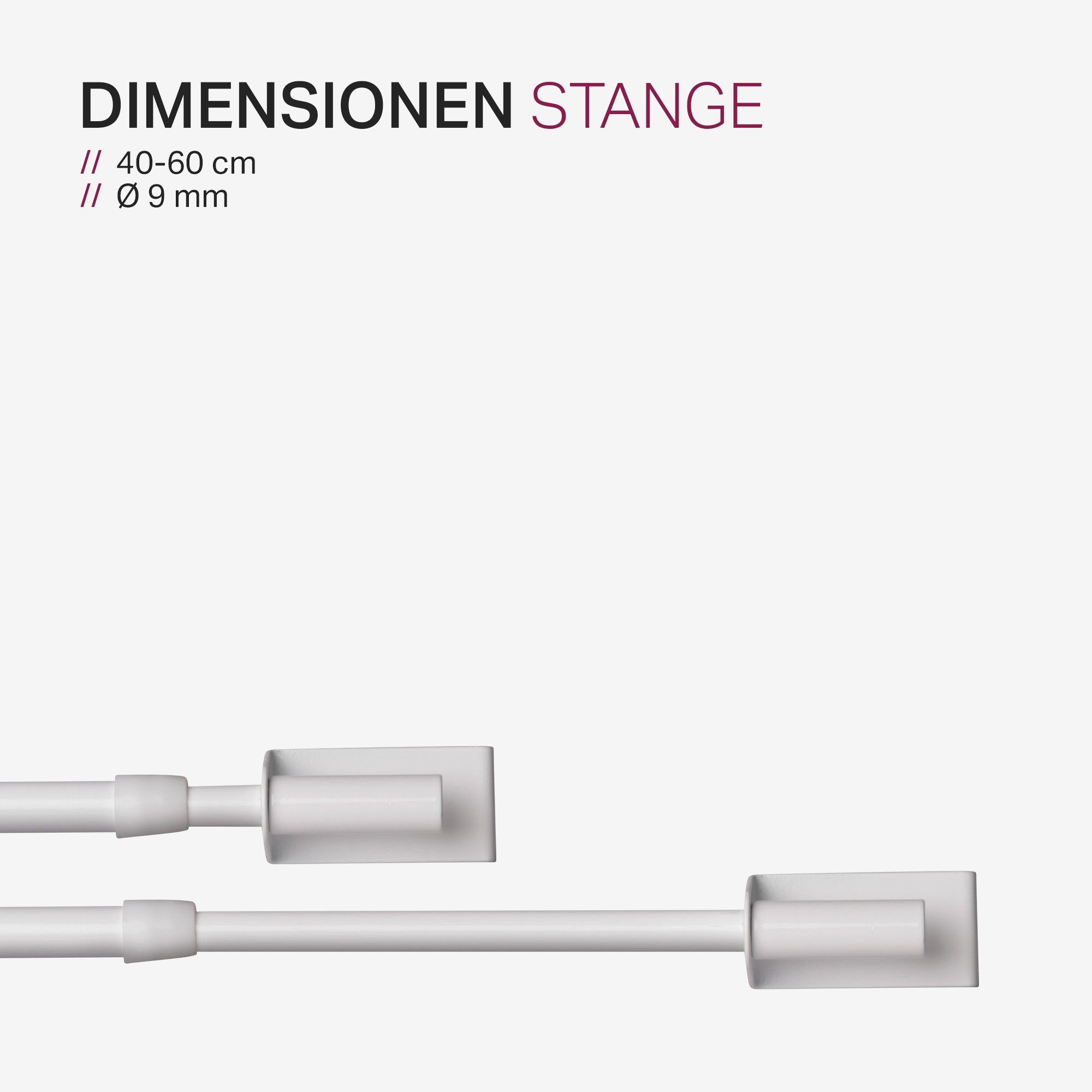 Bestlivings Spannvitrage Stange Twist, Ø 9 mm, 1-läufig, ausziehbar, geklemmt, gespannt, ohne Bohren, ohne Schrauben, ohne Kleben, Metall, Gardinenstange