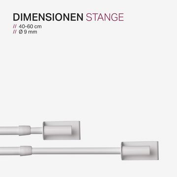 Spannvitrage Spannstange Twist, Bestlivings, Ø 9 mm, ausziehbar, geklemmt, gespannt, ohne Bohren, ohne Schrauben, ohne Kleben, Metall, Spannvitrage, Gardinenstange - Metall - (40-60 cm - Weiß) zum Spannen, Klemmstange Ausziehbar, Vitragestange ohne Bohren und Schrauben, Ø 9 mm